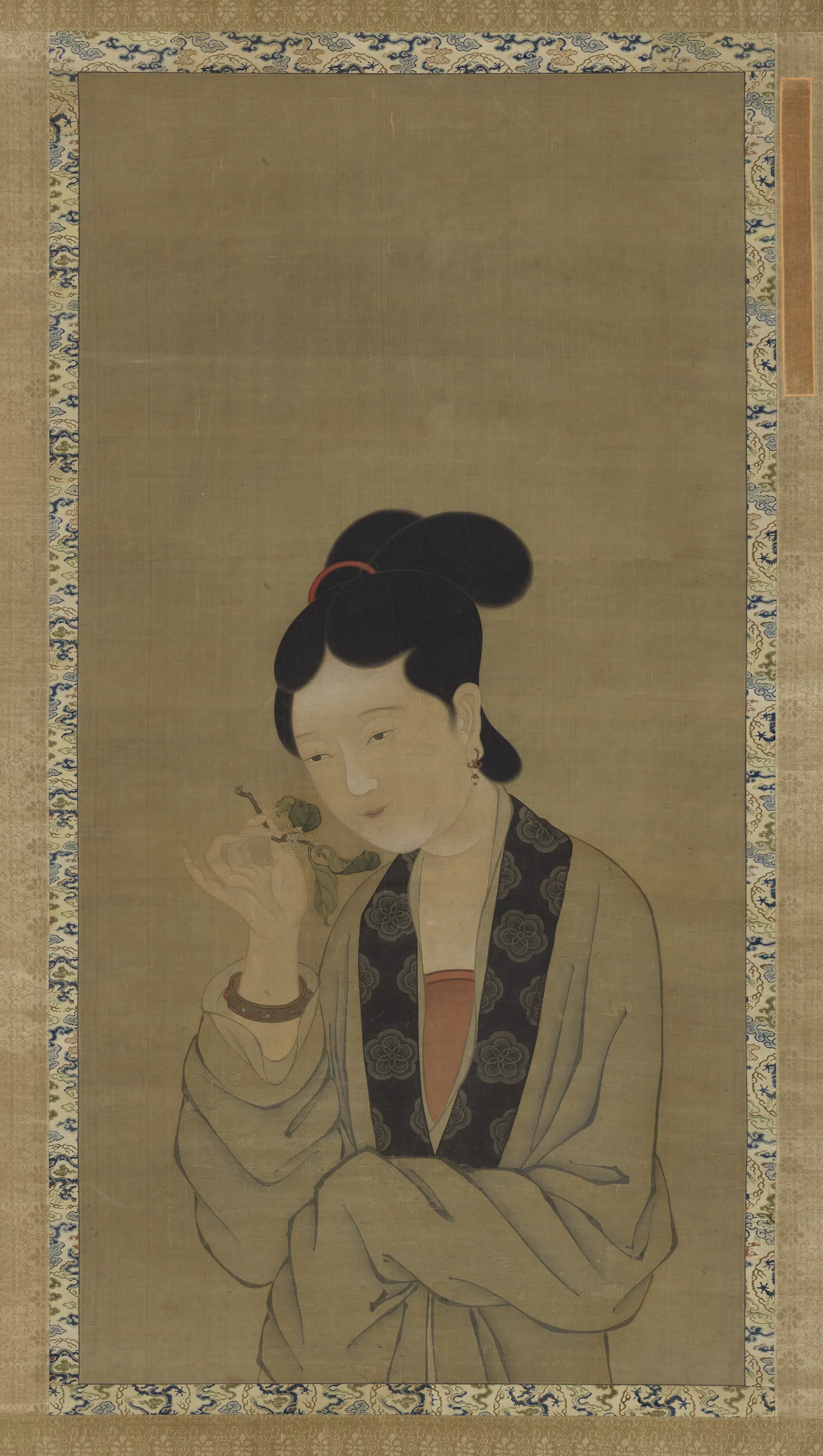 《无款美人折桂图轴》