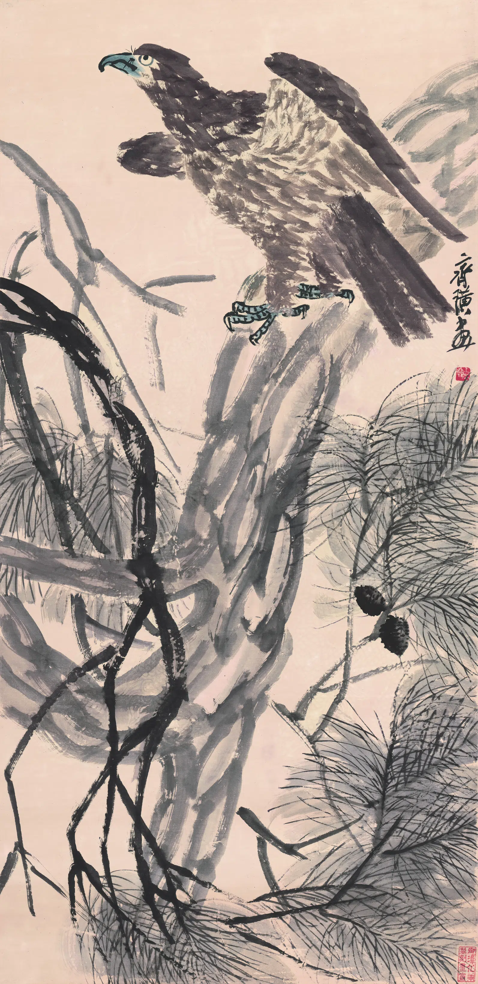 近现代【齐白石】《松鹰图-1》