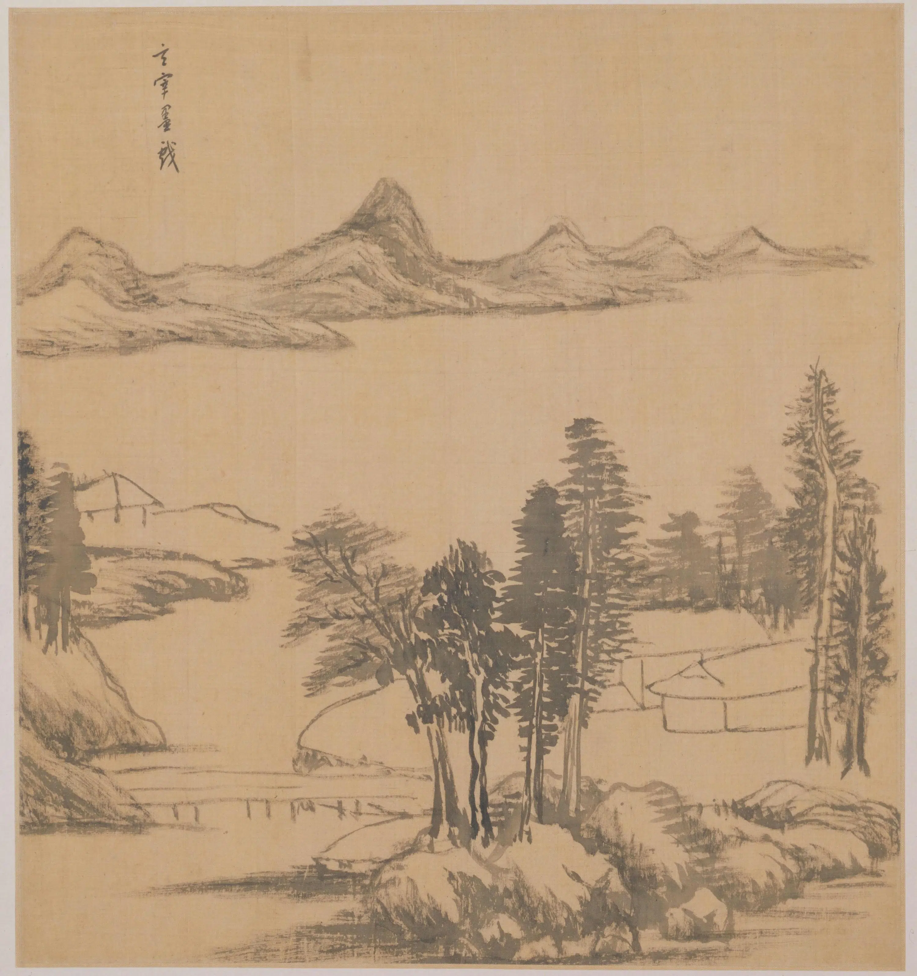 明朝【董其昌】《赠敬韬仿古山水册（7开）》 第4张