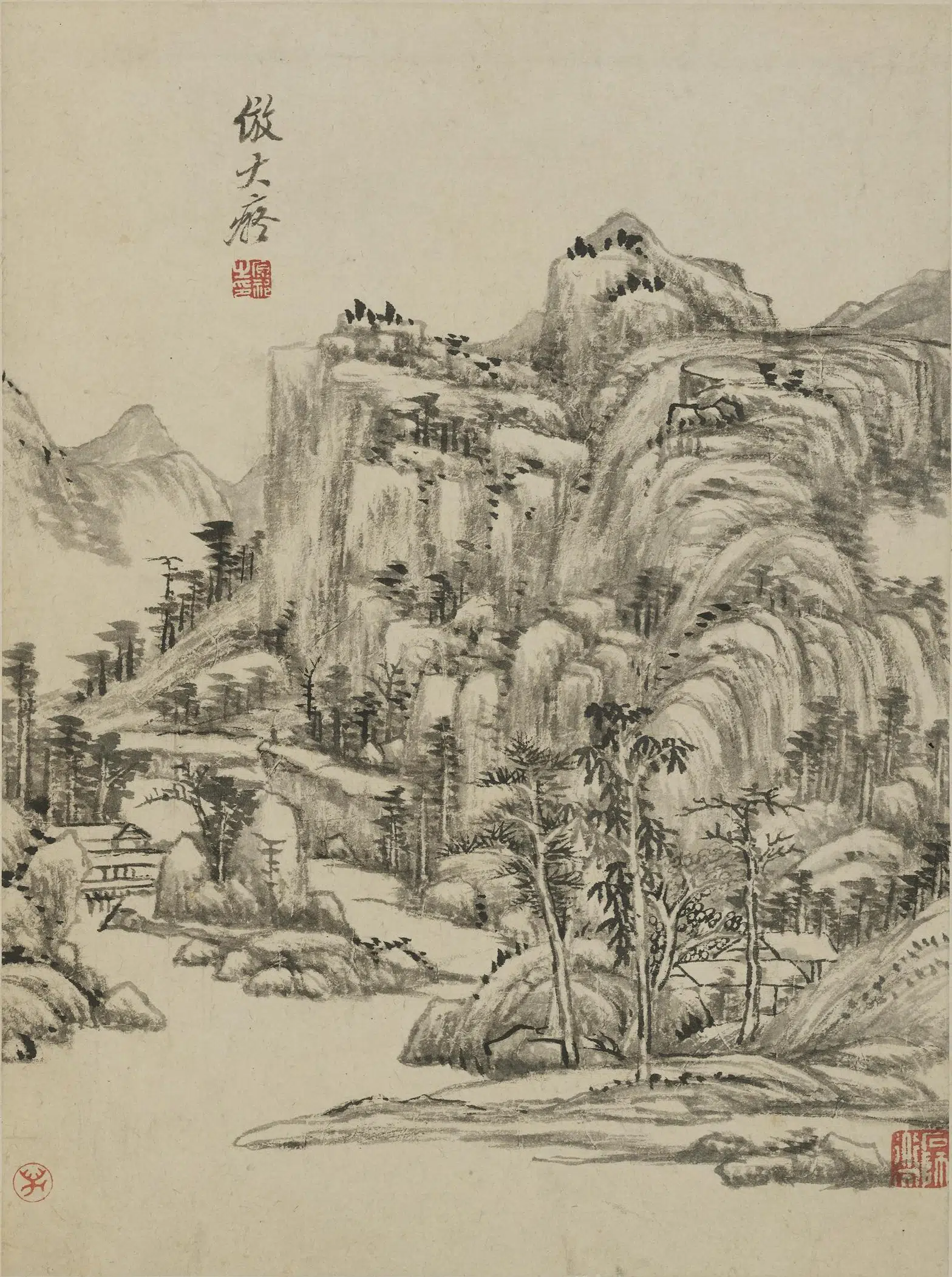 清代【王原祁】《仿古山水图册-2》 第4张 清代【王原祁】《仿古山水图册-2》 第4张