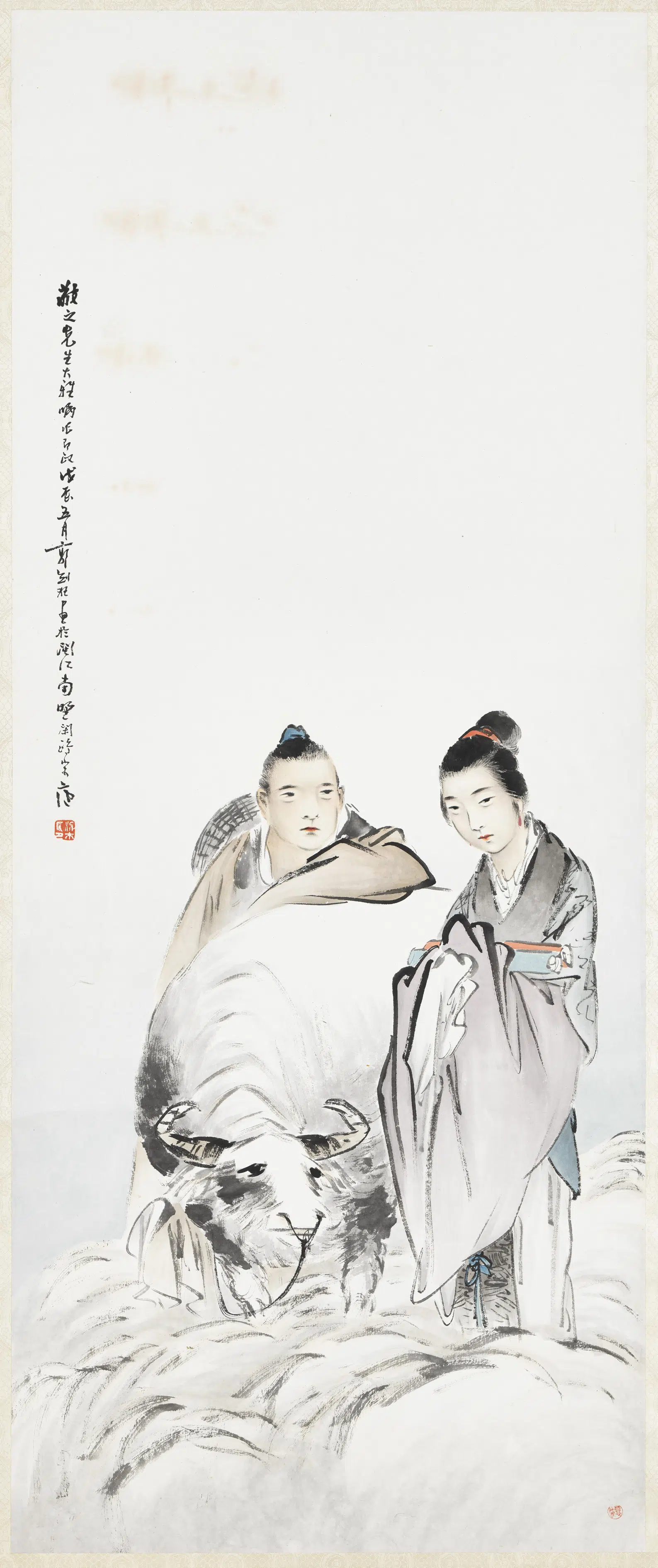 民国【郭梁】《牛郎织女图轴》