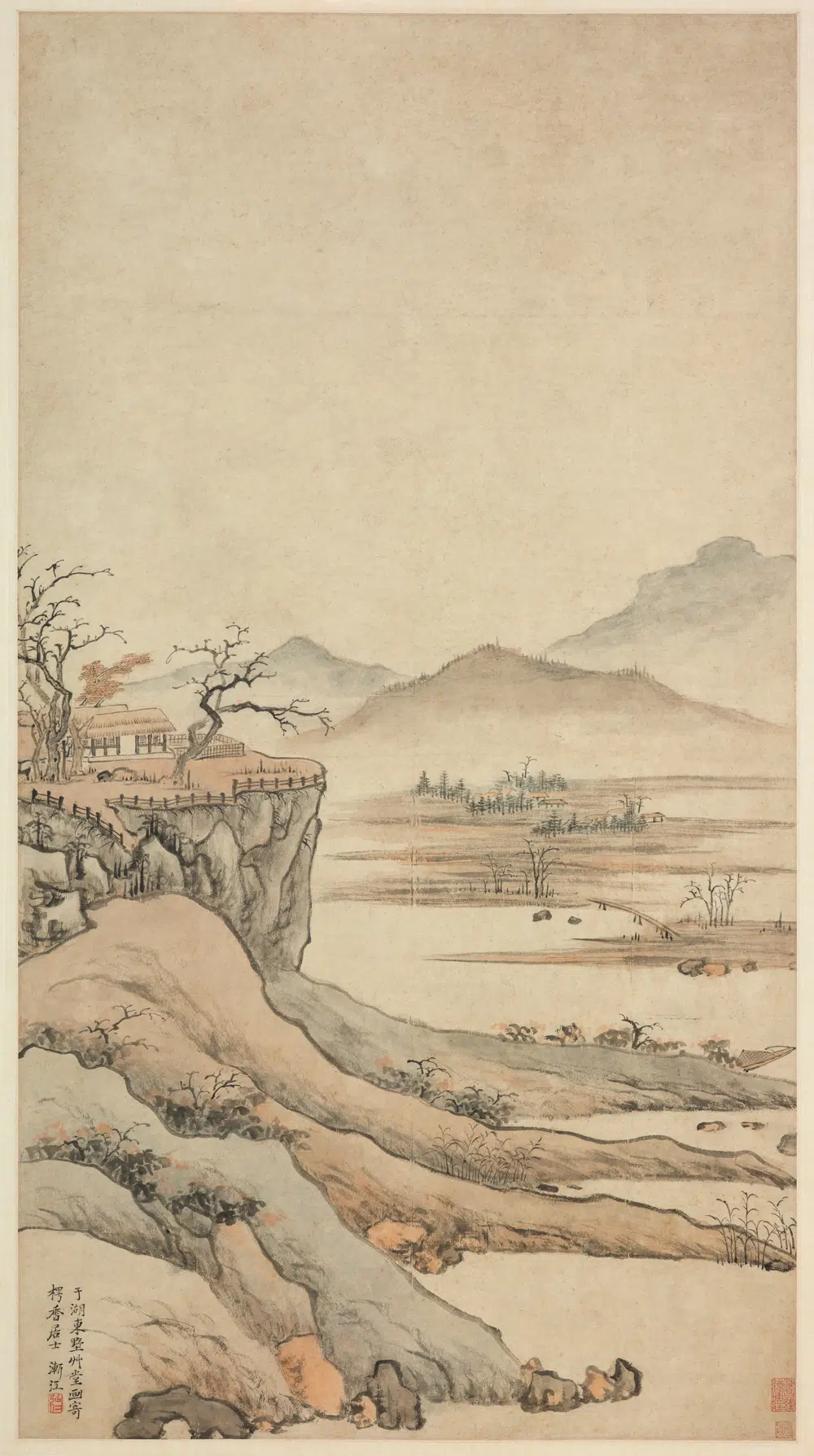清代【弘仁】《山水轴》