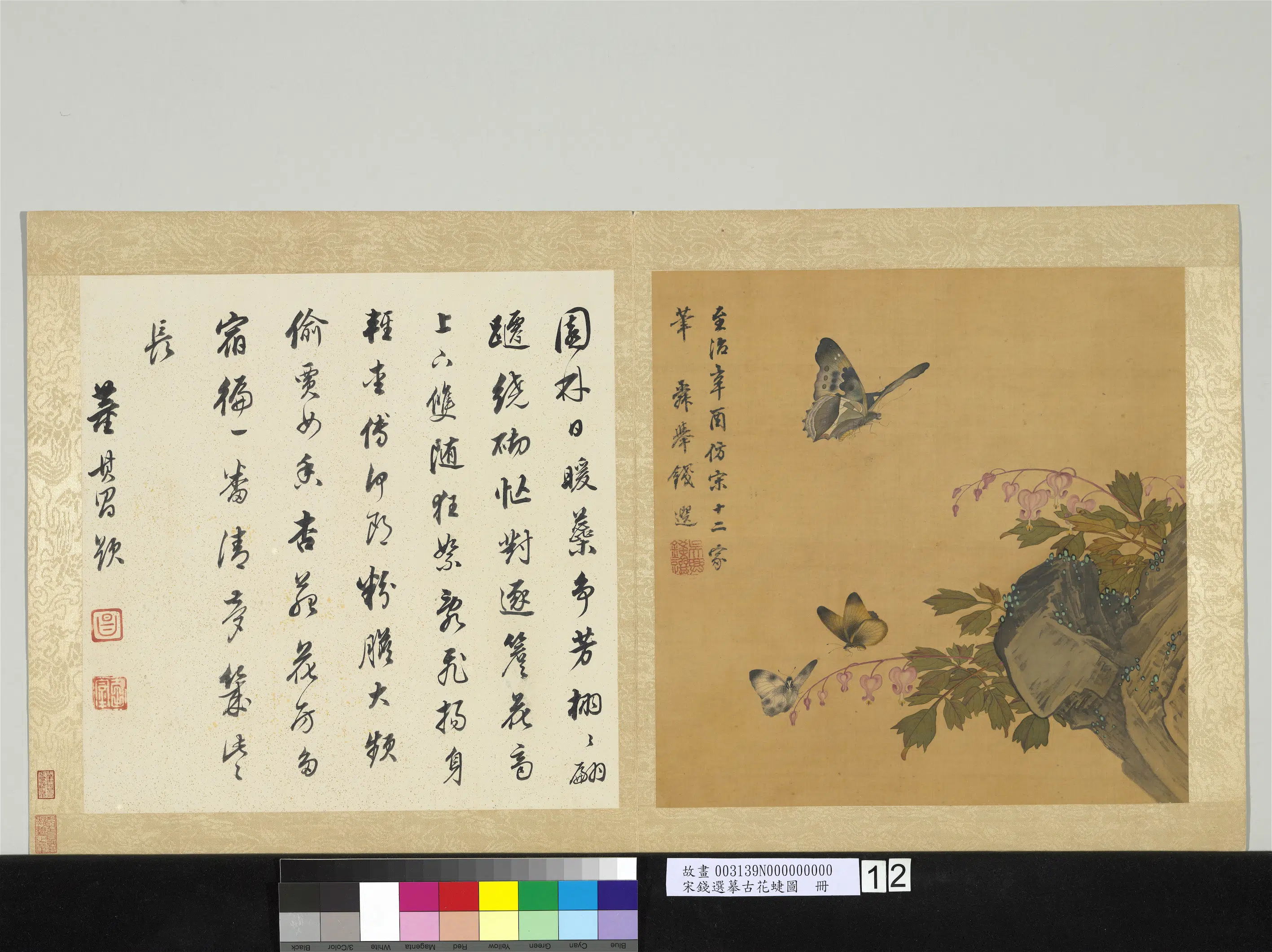 宋-元朝【钱选】《摹古花蜨图册-鱼儿牡丹》