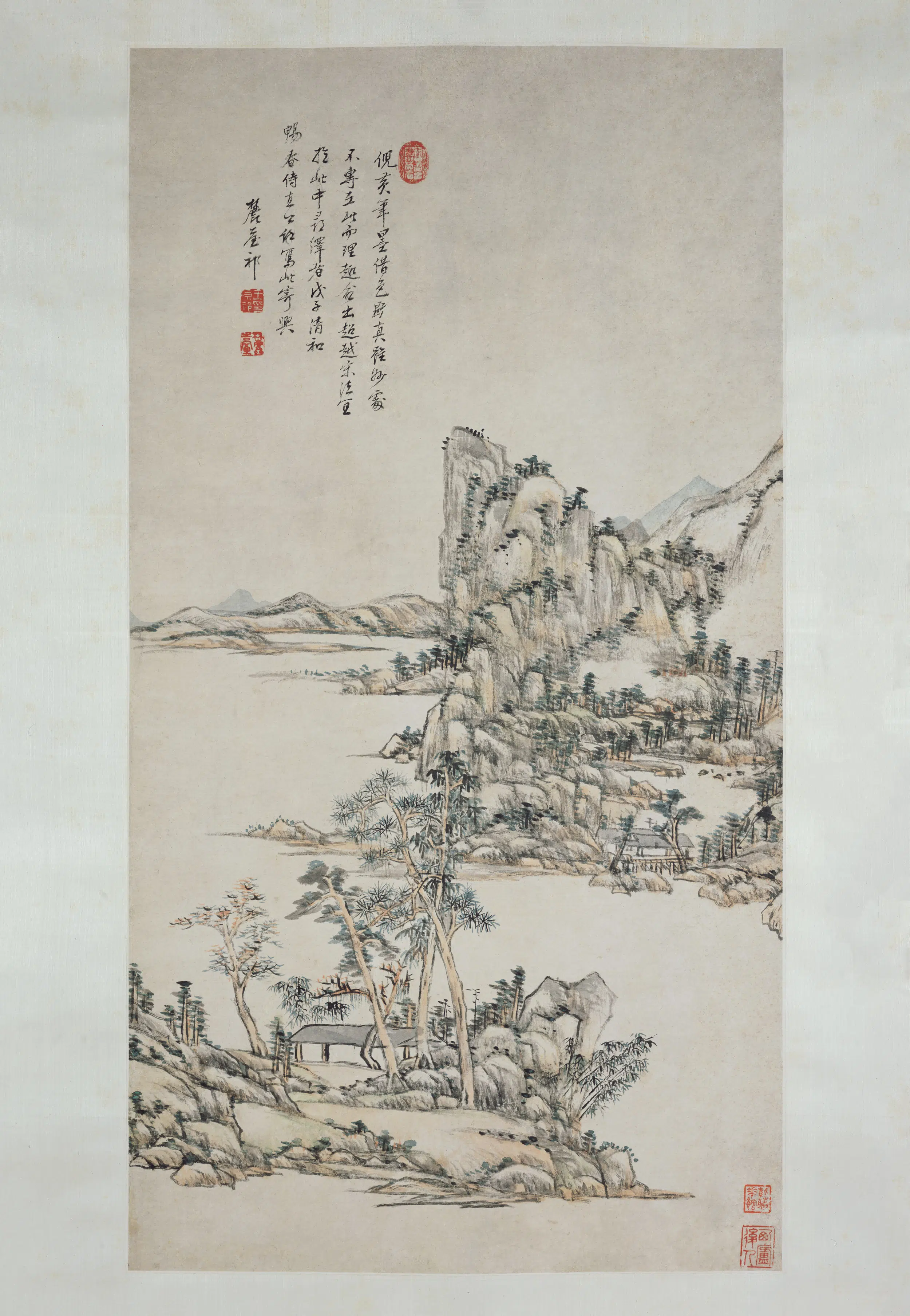 清代【王原祁】《仿倪黄山水图轴》