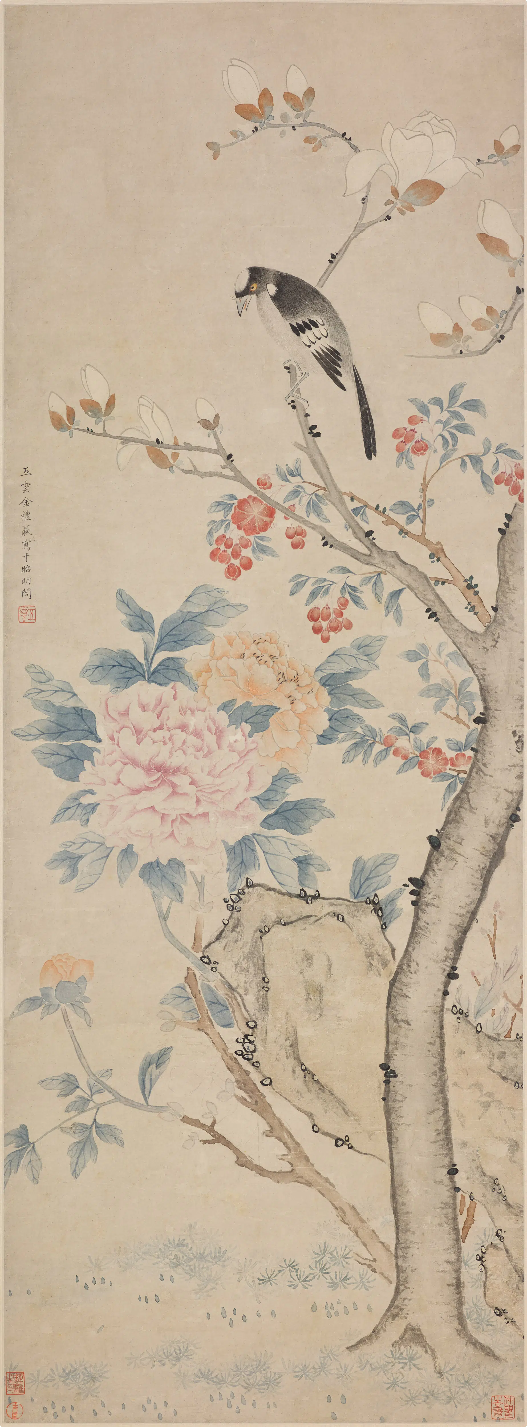清代【金礼嬴】《花鸟图轴》