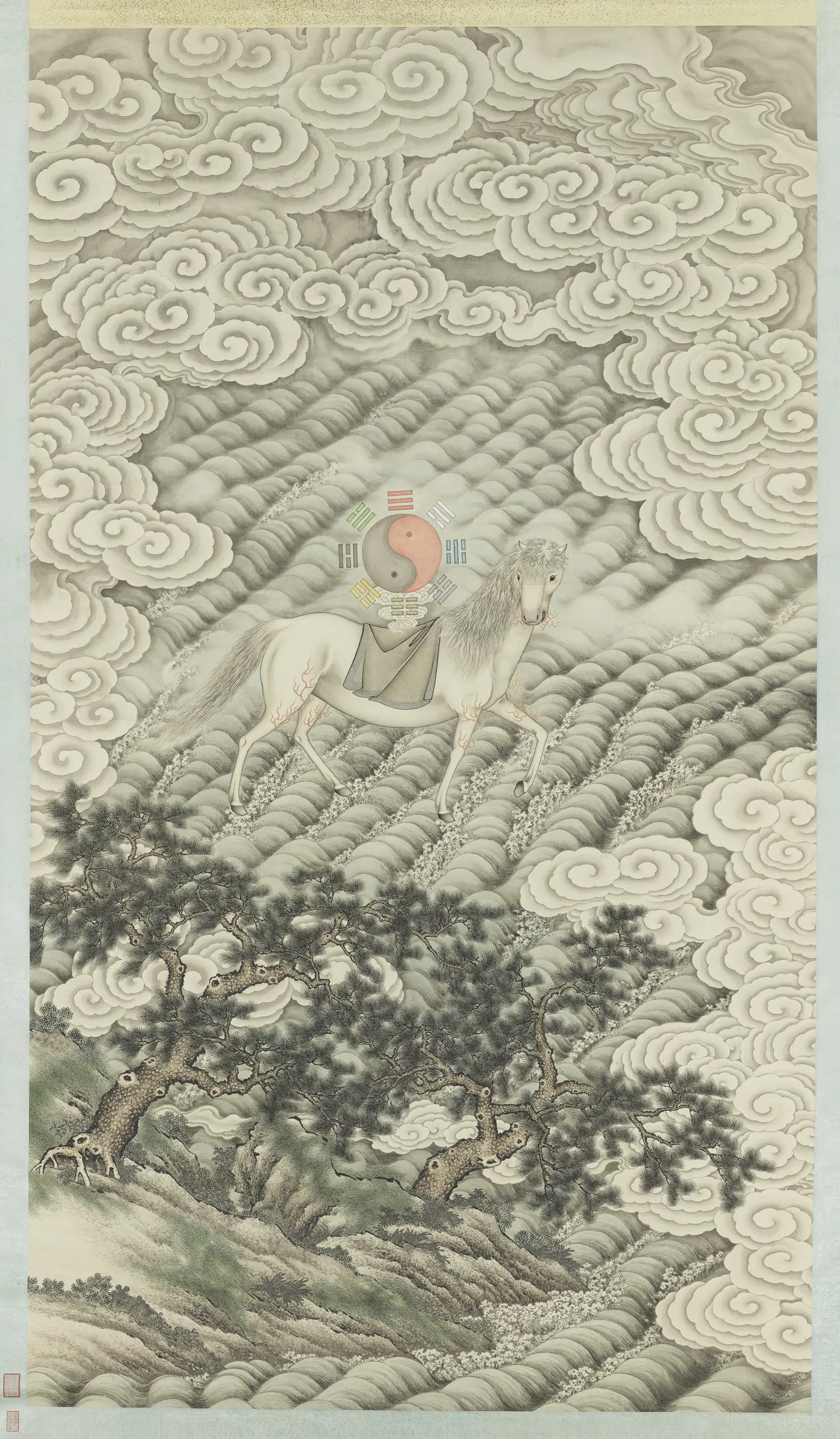 《无名氏画海马献图轴》