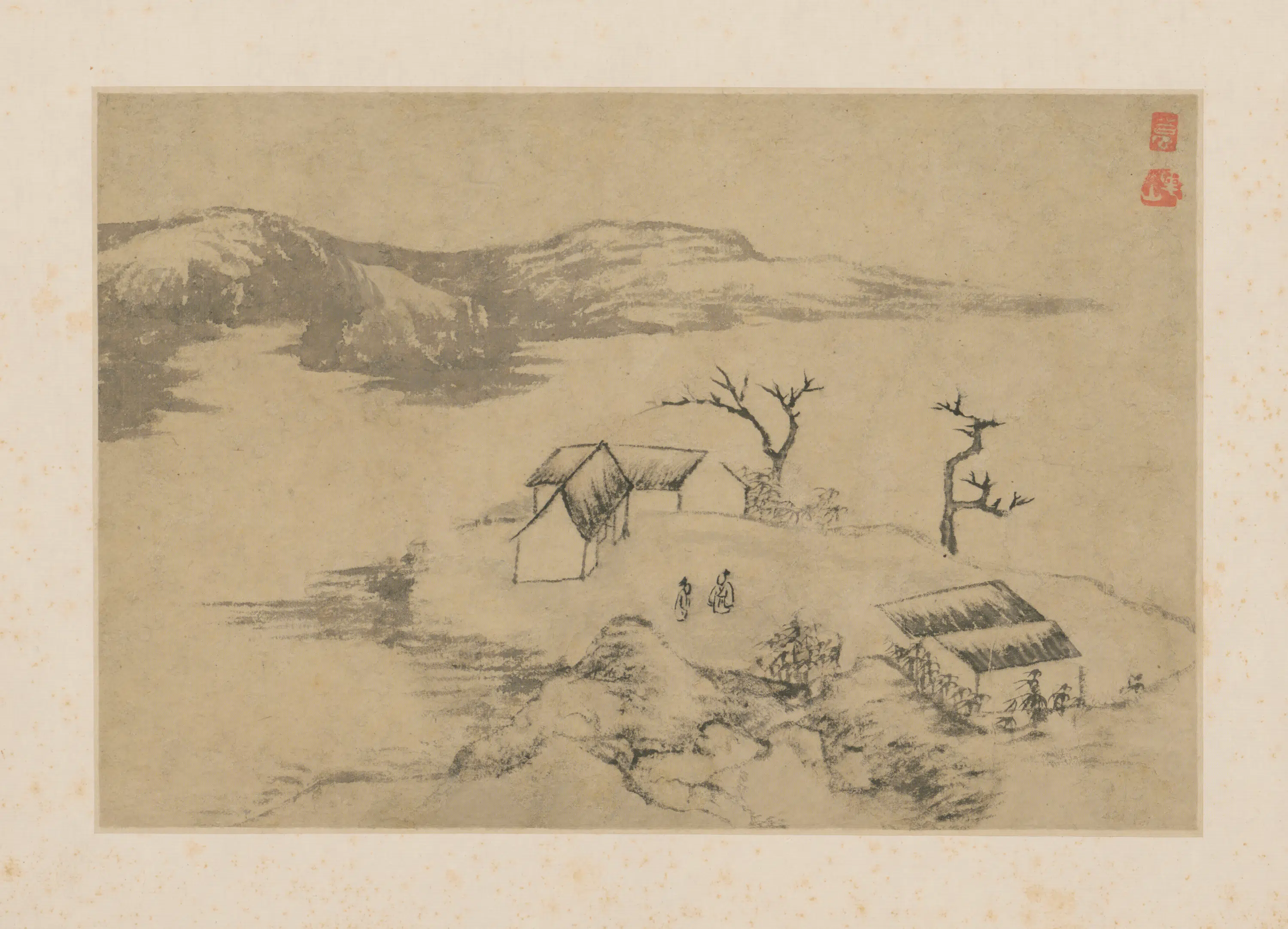 清代【原济】《山水人物图页》