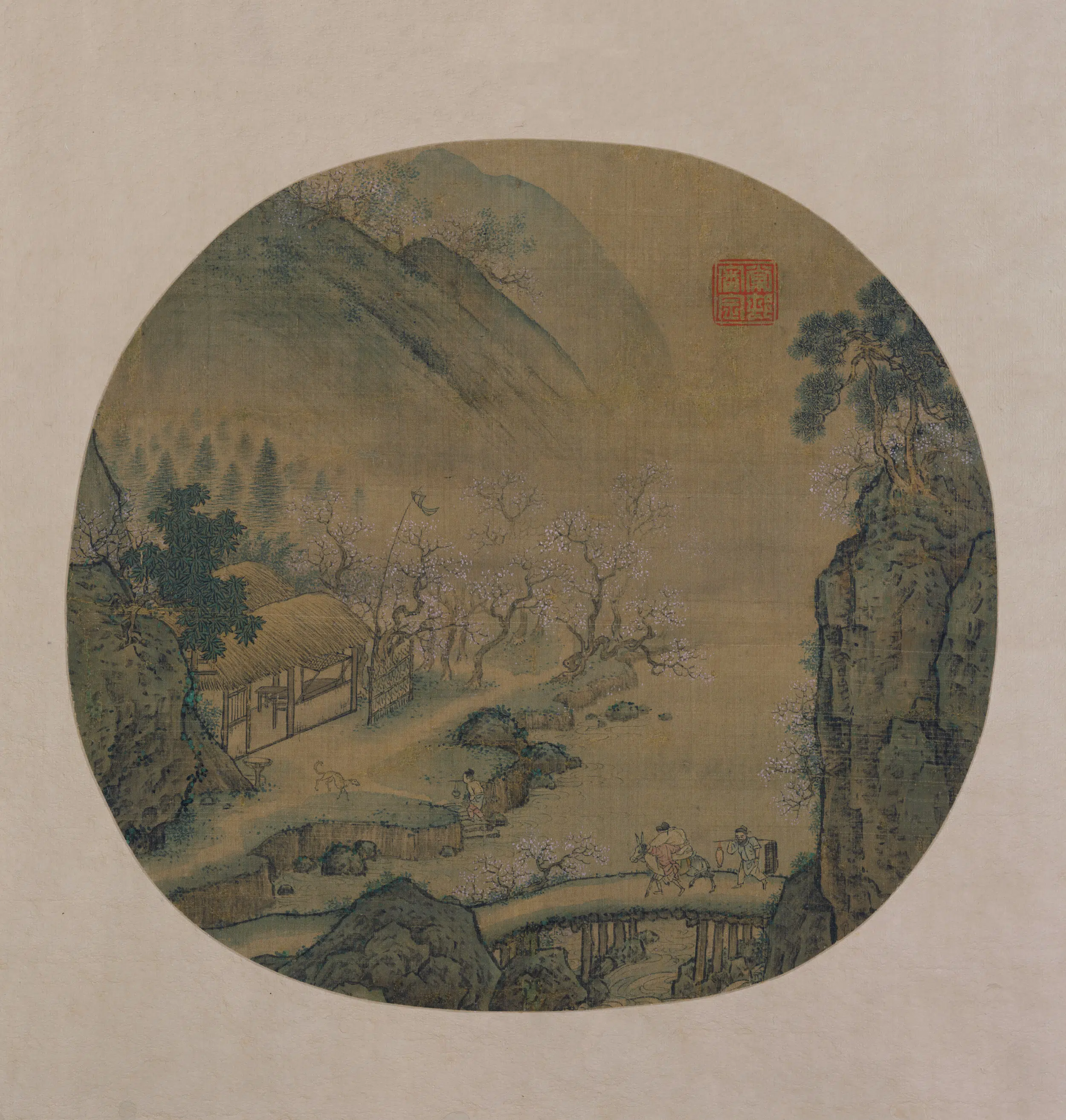 南宋【佚名】《花坞醉归图纨扇页》