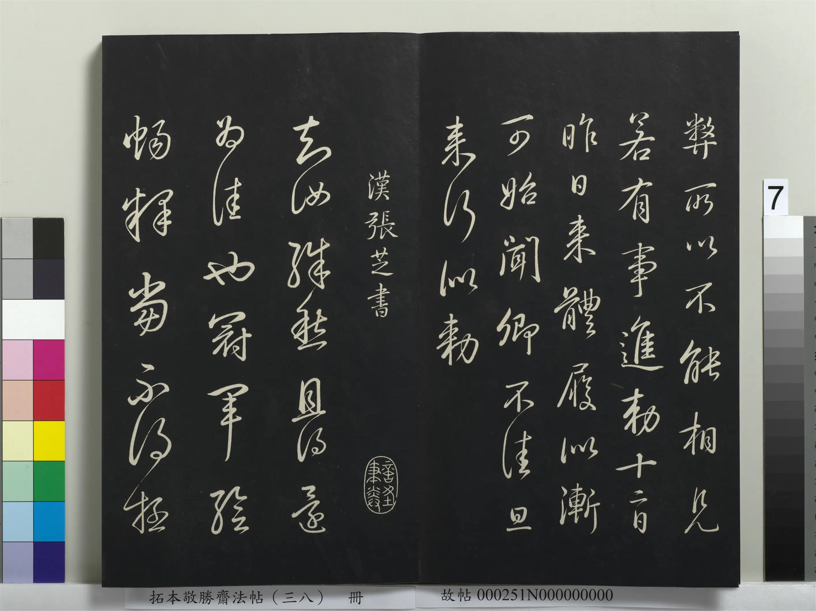 清代【爱新觉罗弘历-乾隆-清高宗】《拓本敬胜斋法帖（三十八）册-高宗御临汉张芝书》