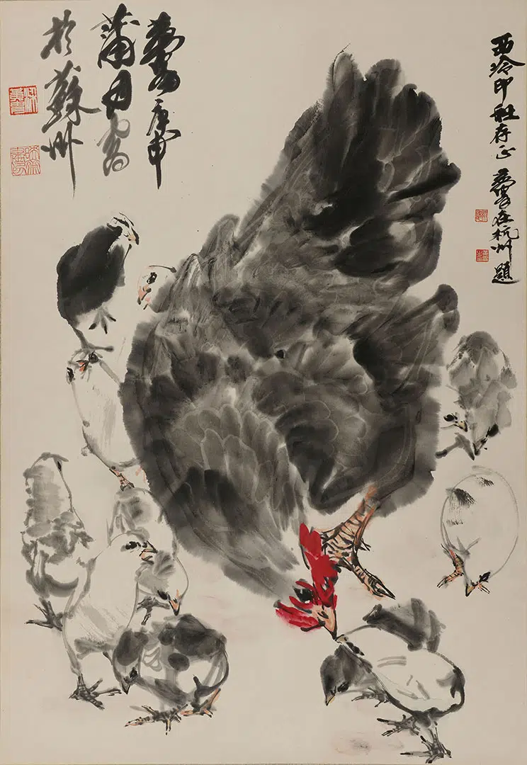 近现代【黄胄】《鸡轴-2》