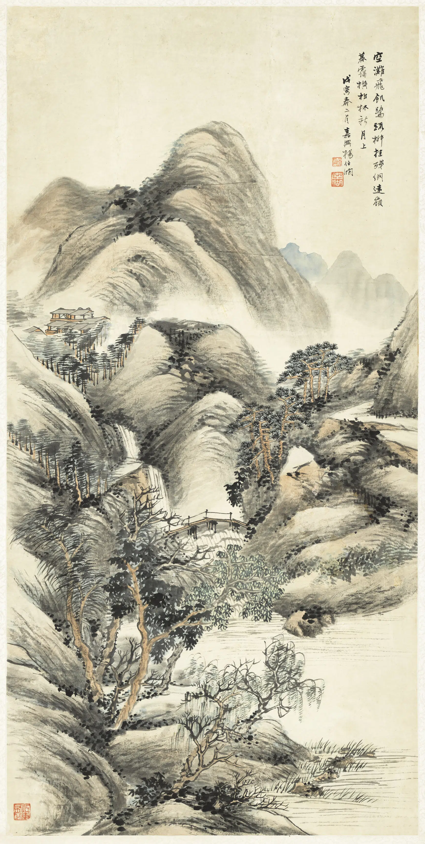 清代【杨伯润】《山水图轴》