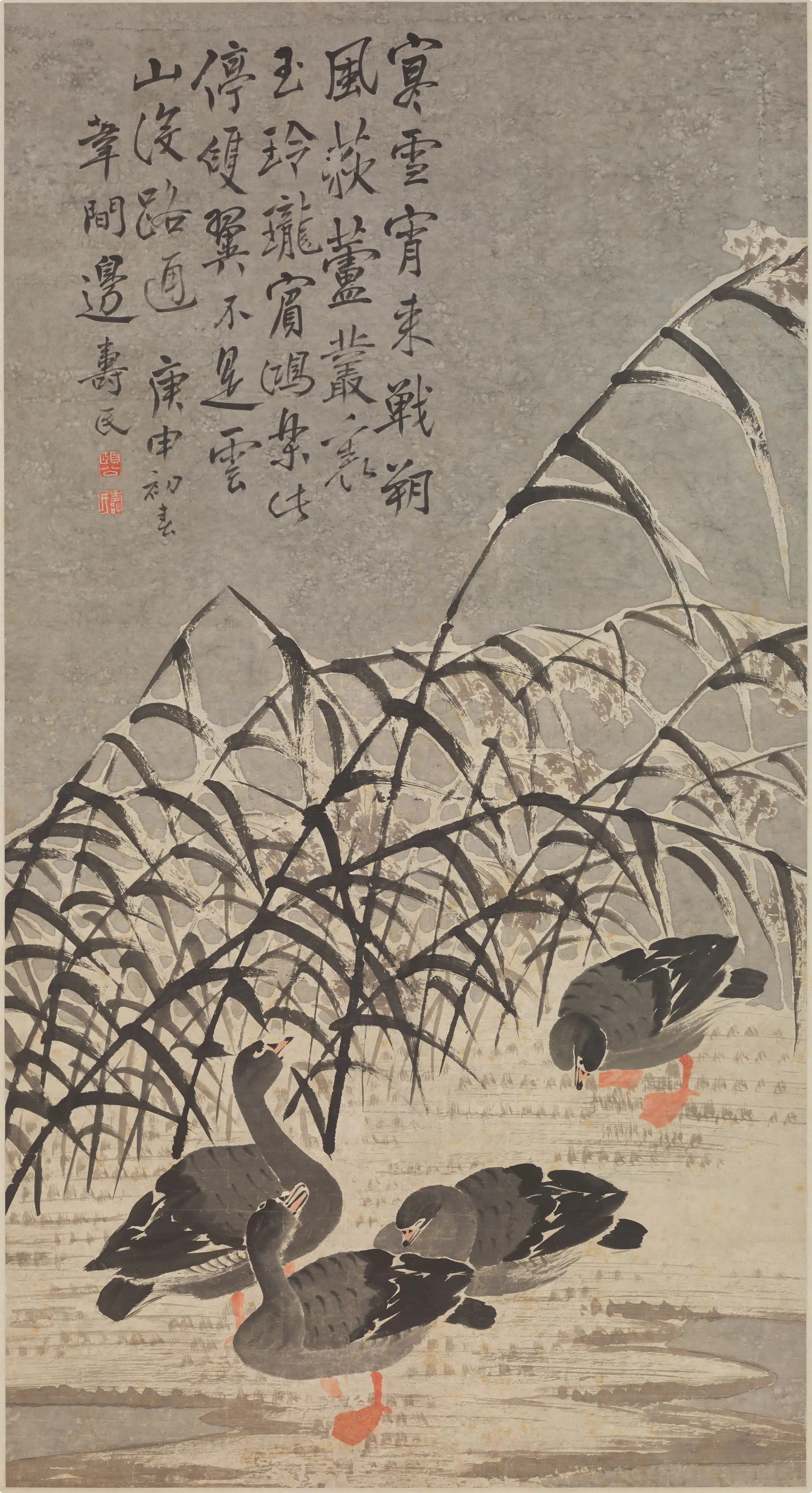 清代【边寿民】《芦雁图轴-5》