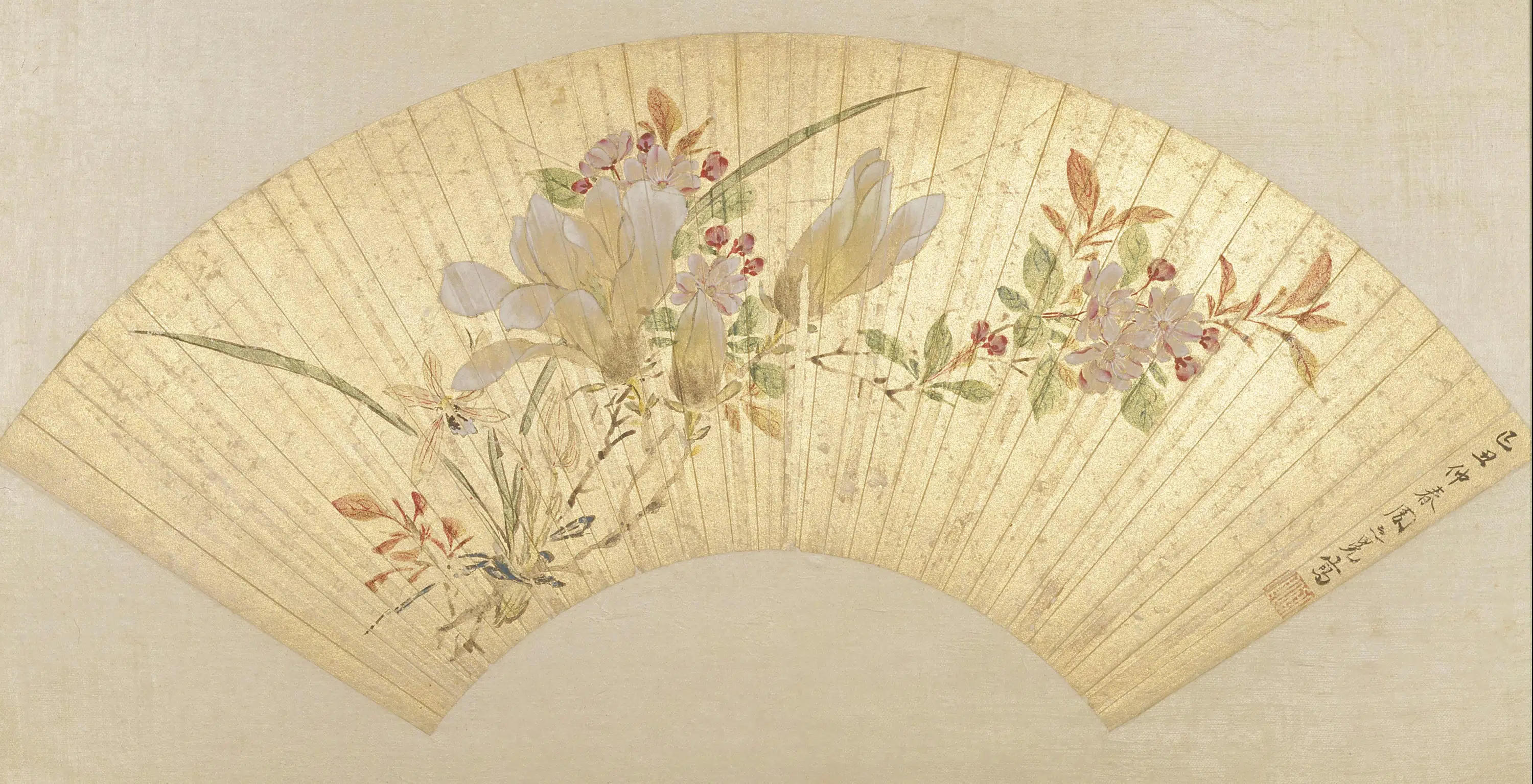 明朝【周之冕】《花卉图扇页》