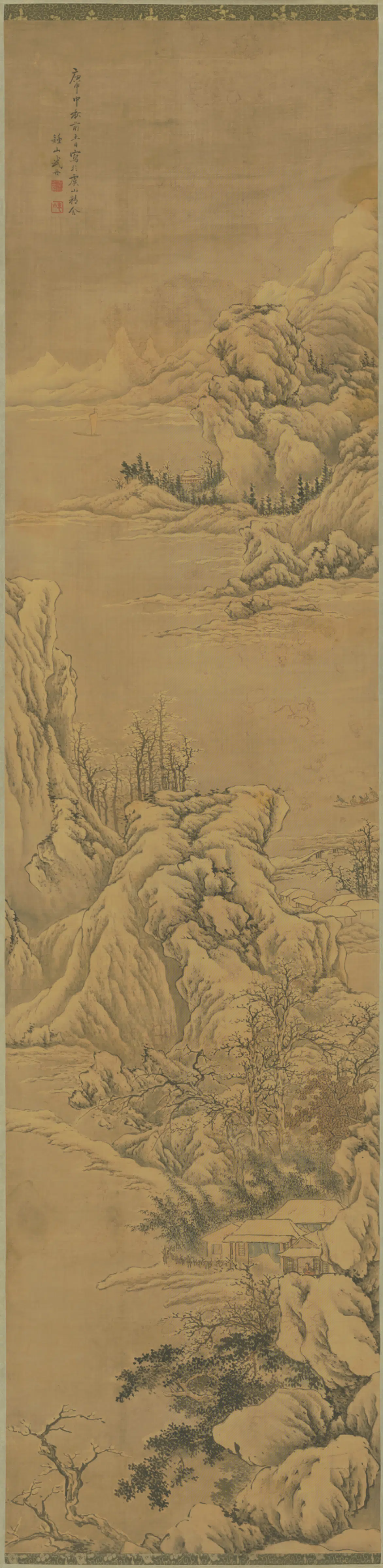 清代【武丹】《雪瀑图轴》