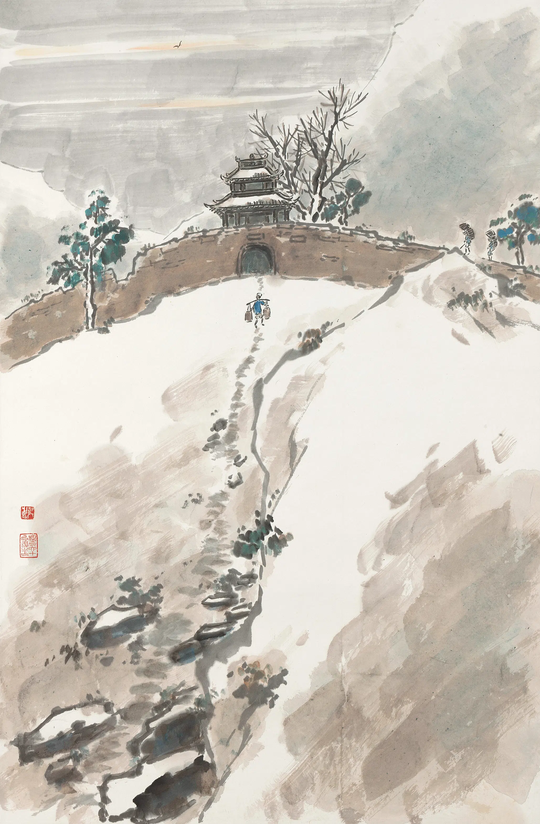 近代【陈树人】《川北雪景轴》