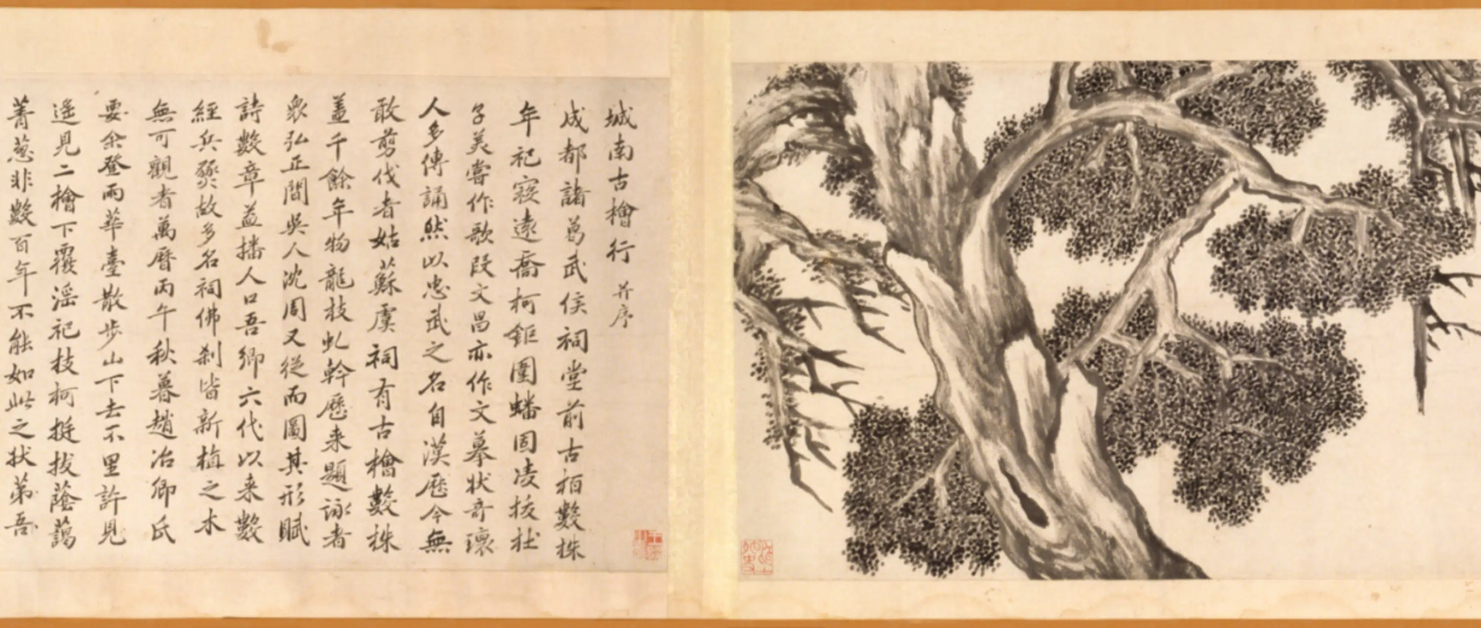 明朝【朱之蕃】《马电金陵双桧图卷》 第2张