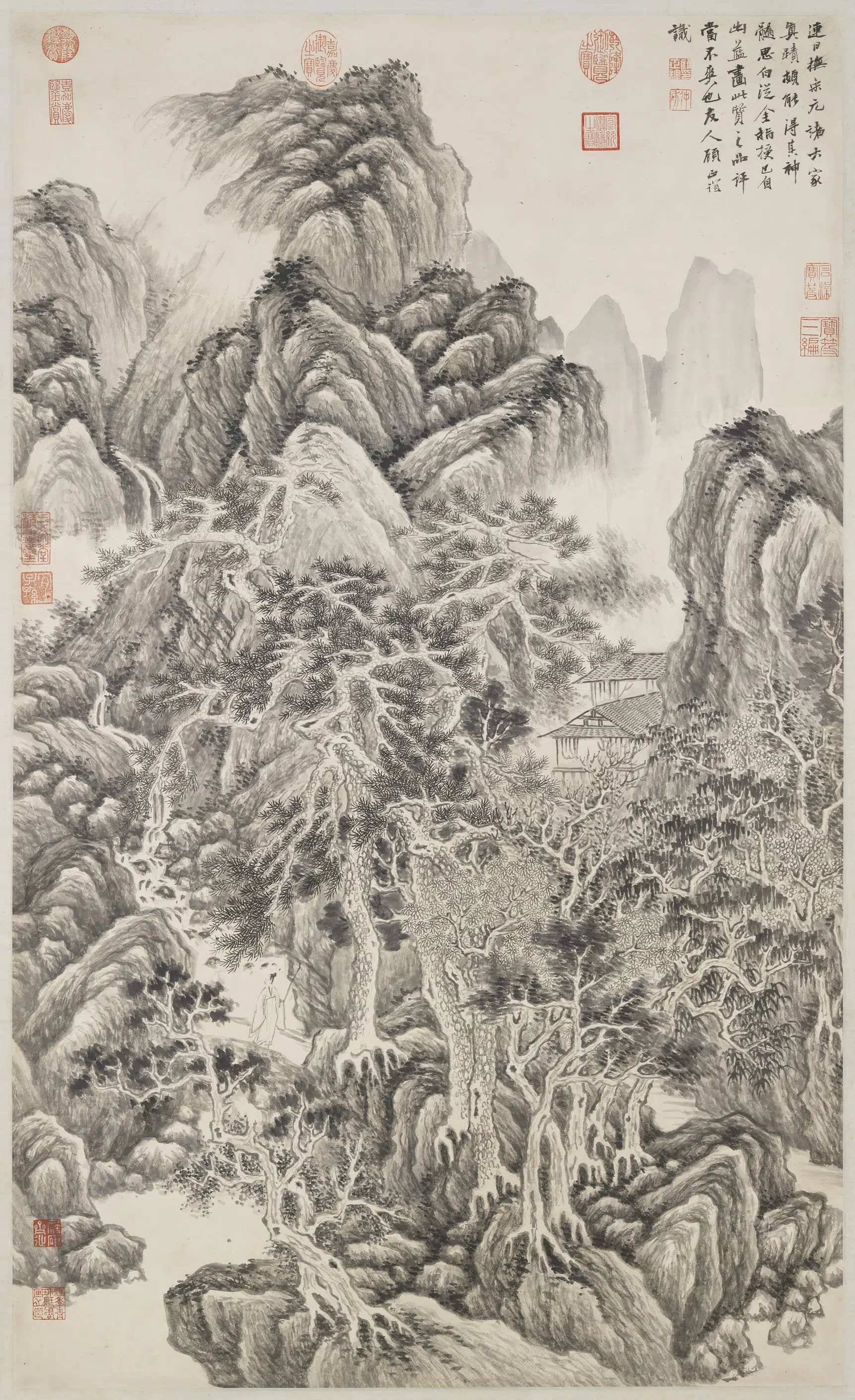 明朝【顾正谊】《山水图轴》