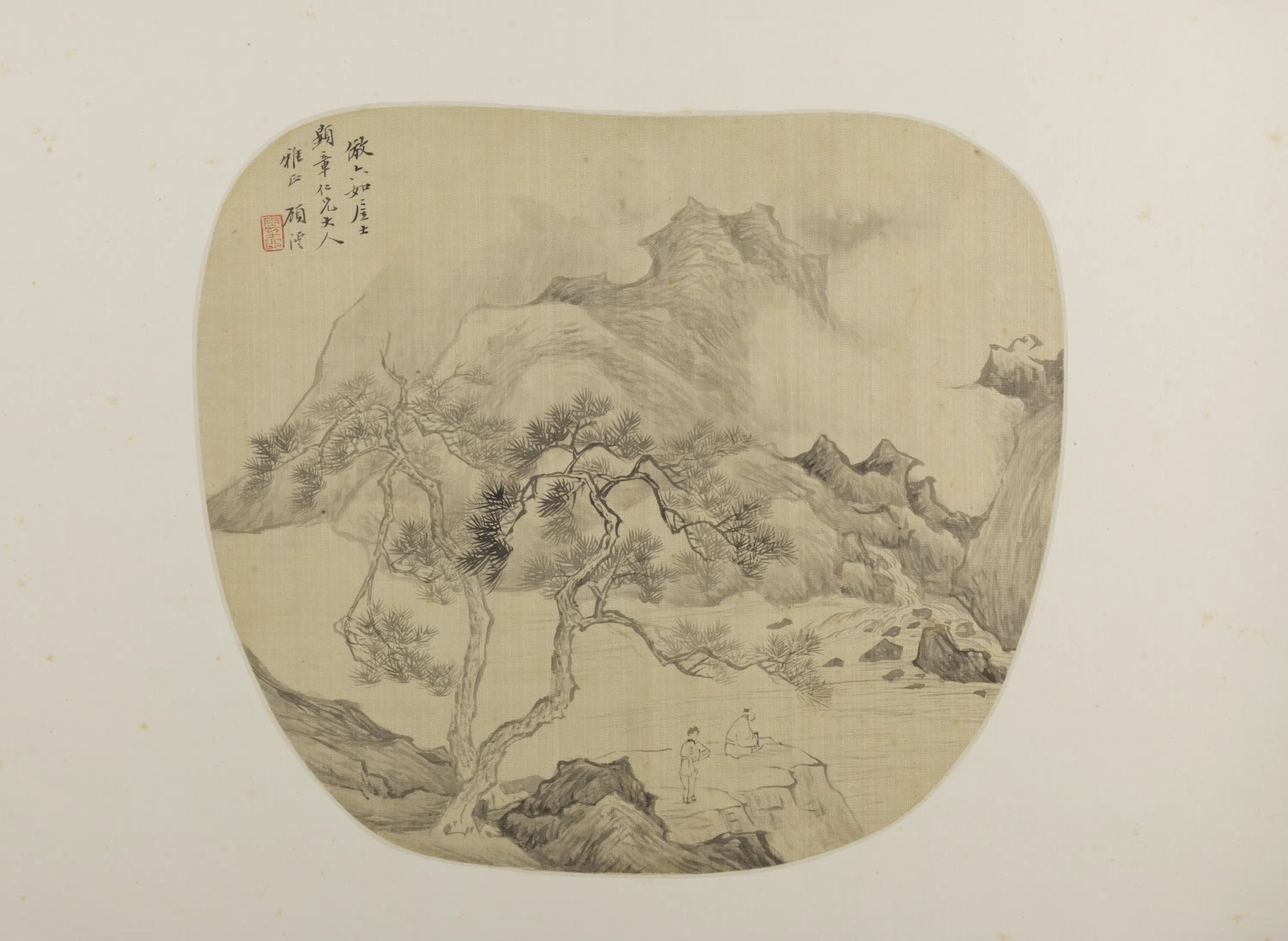 明朝【唐寅】《顾沄仿唐寅山水纨扇页》