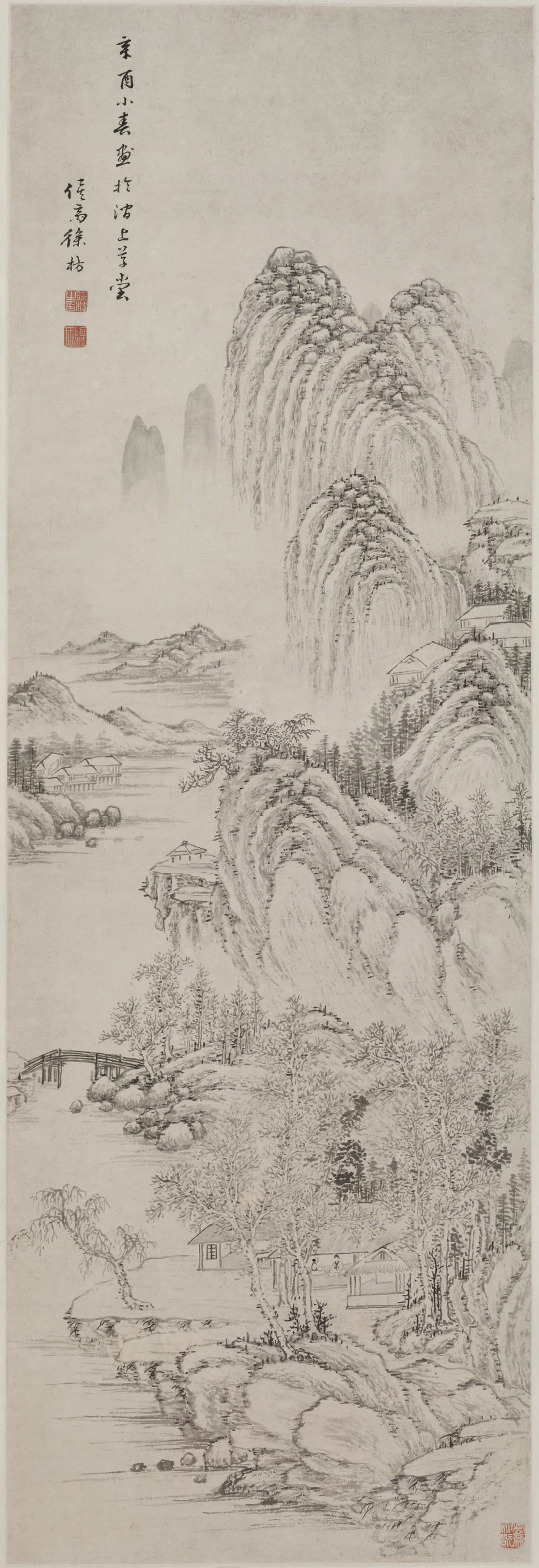 清代【徐枋】《山水轴》