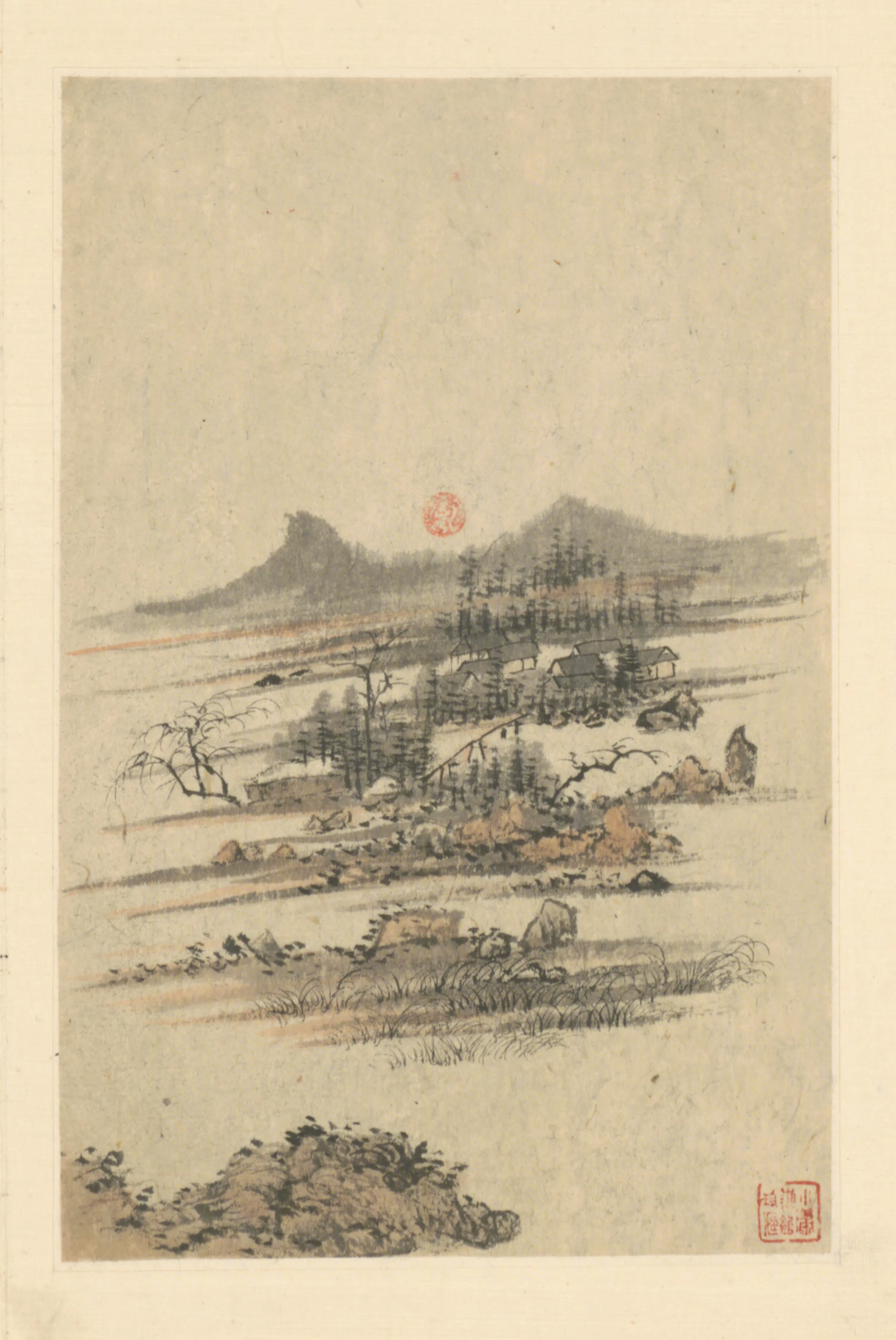 清代【弘仁】《山水图册（8开）》 第7张