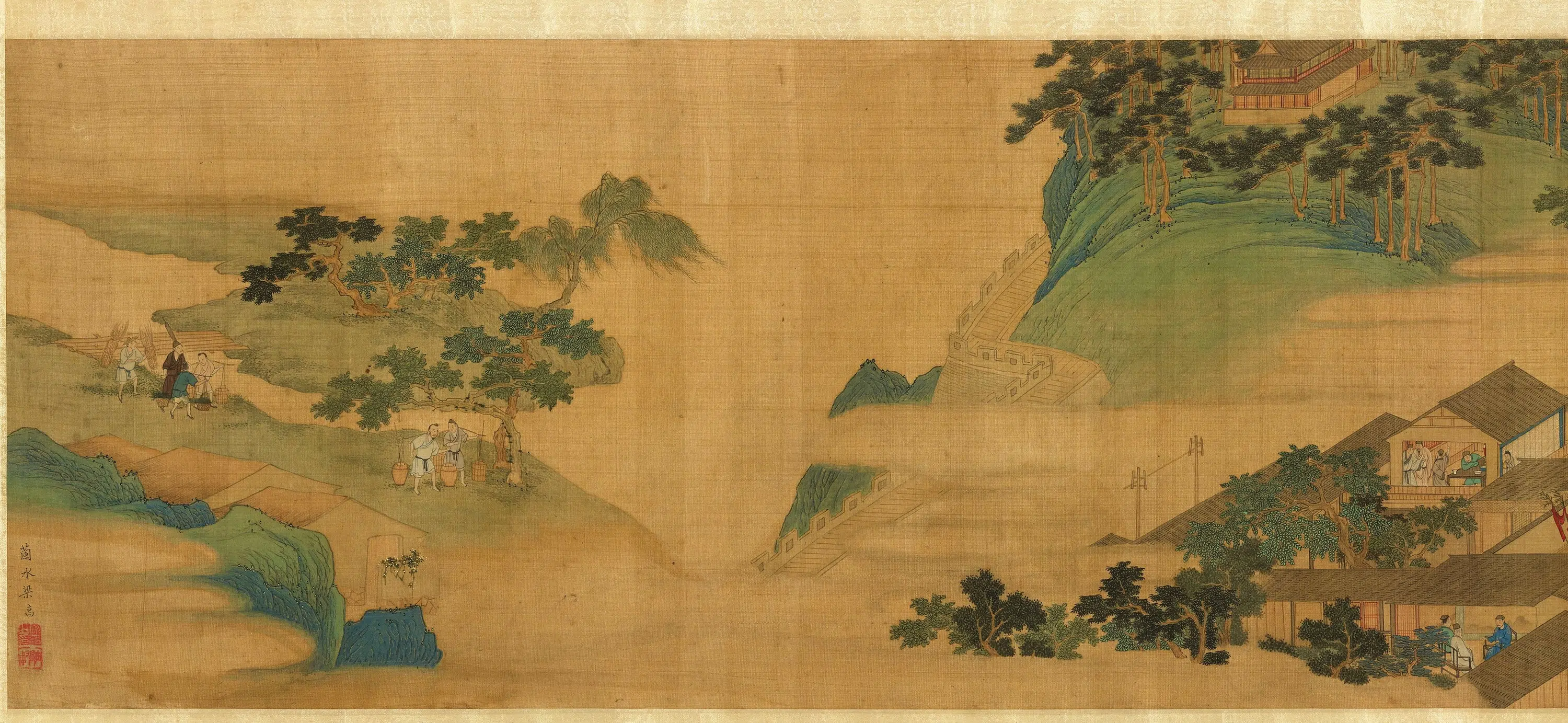 清代【梁亯（亨）】《观榜图卷》