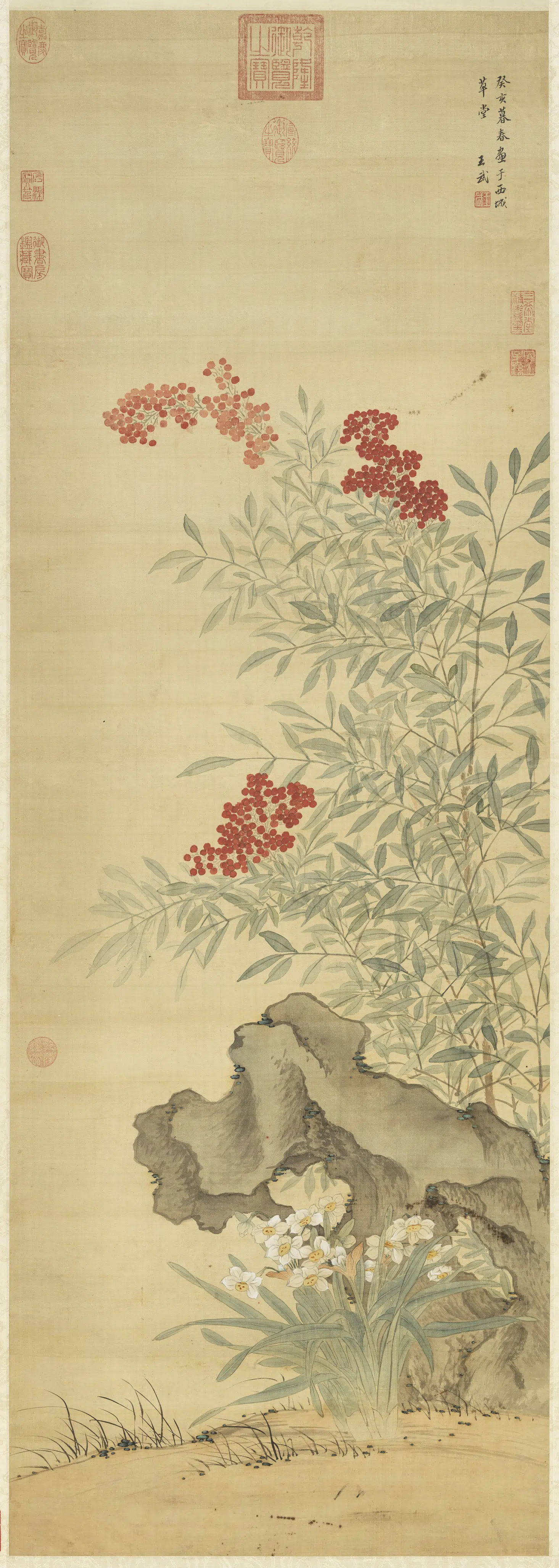 清代【王武】《天竺水仙图轴》