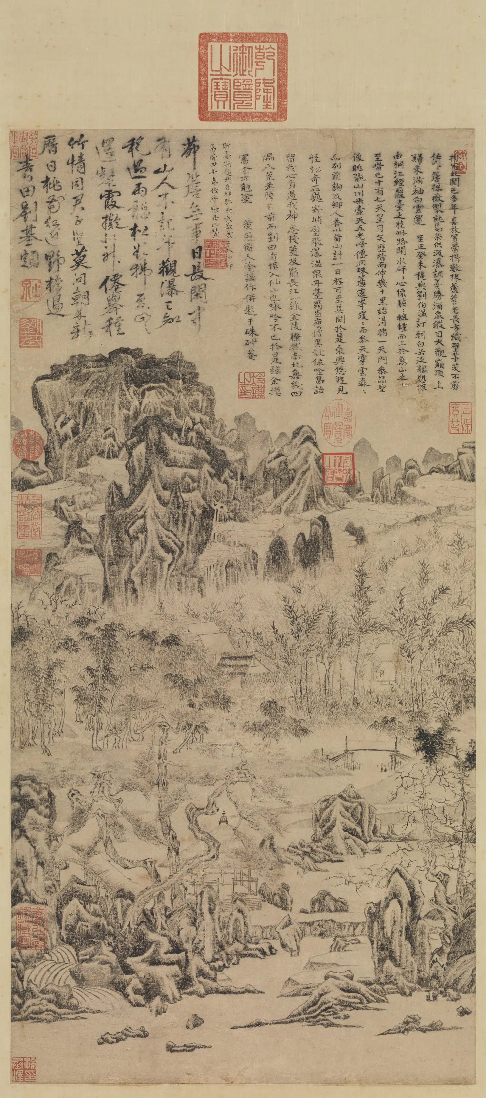 明朝【冷谦】《白岳图轴》