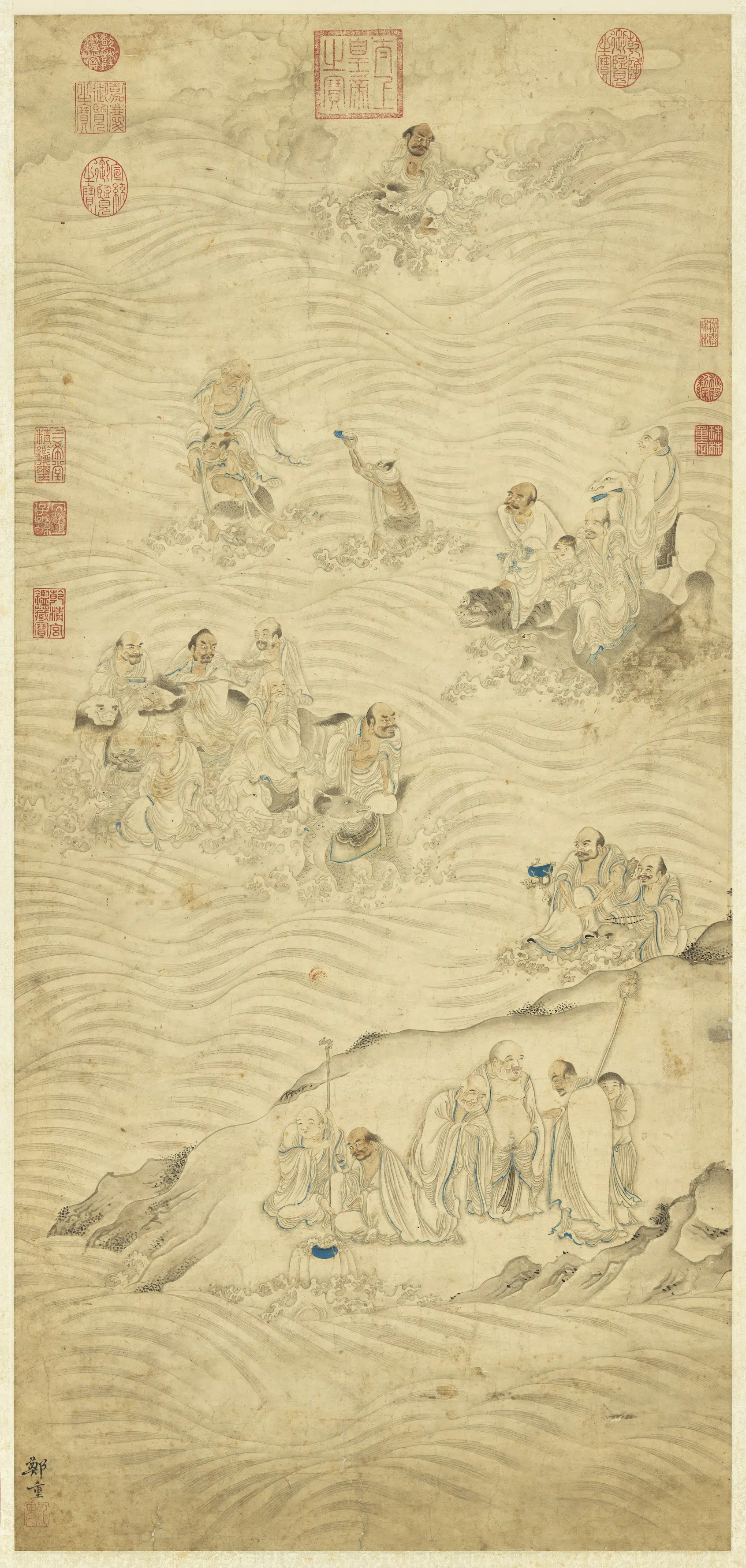 明朝【郑重】《画十八应真像图轴》