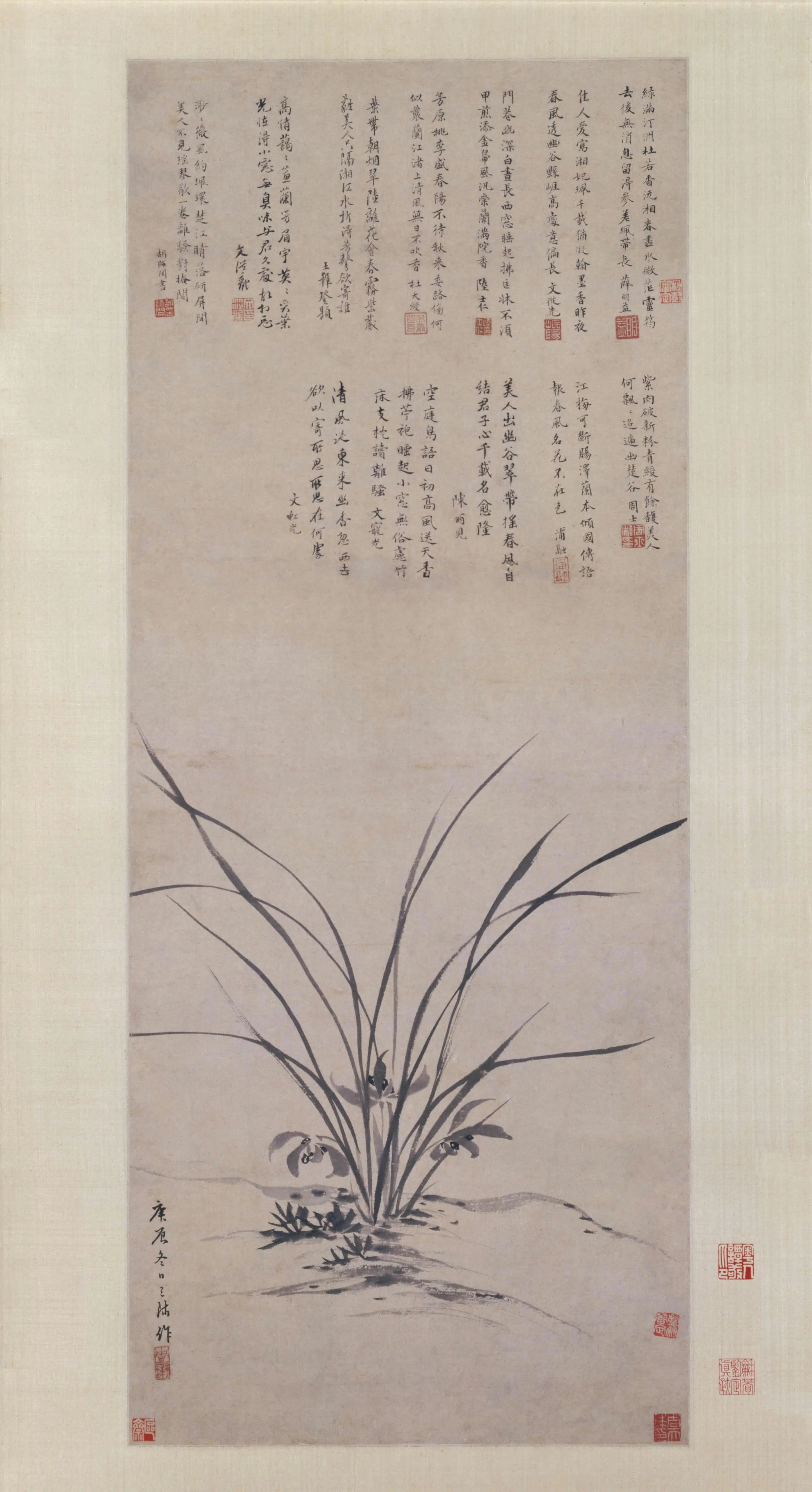明朝【周天球】《墨兰图轴》