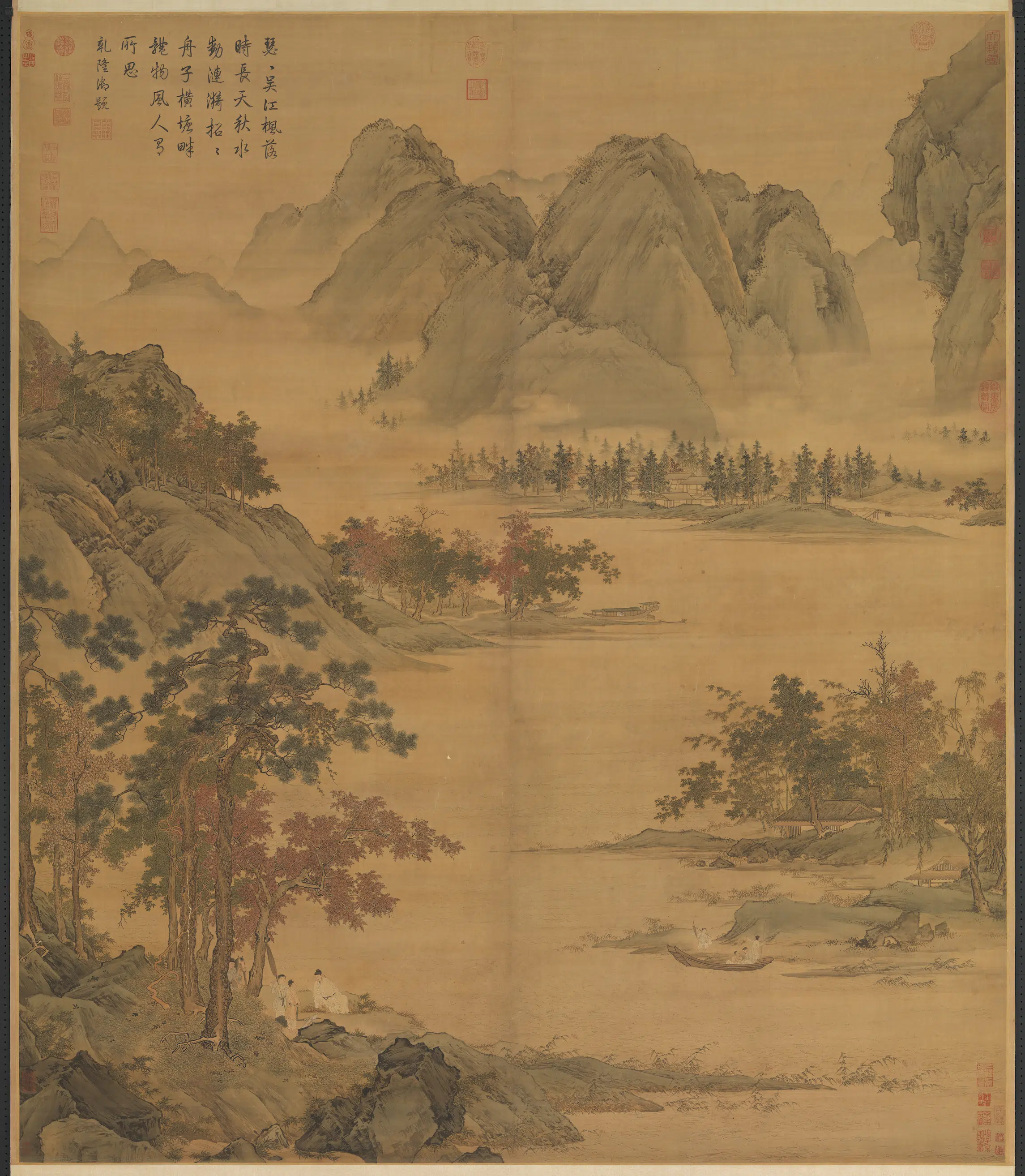 明朝【仇英】《秋江待渡图轴》