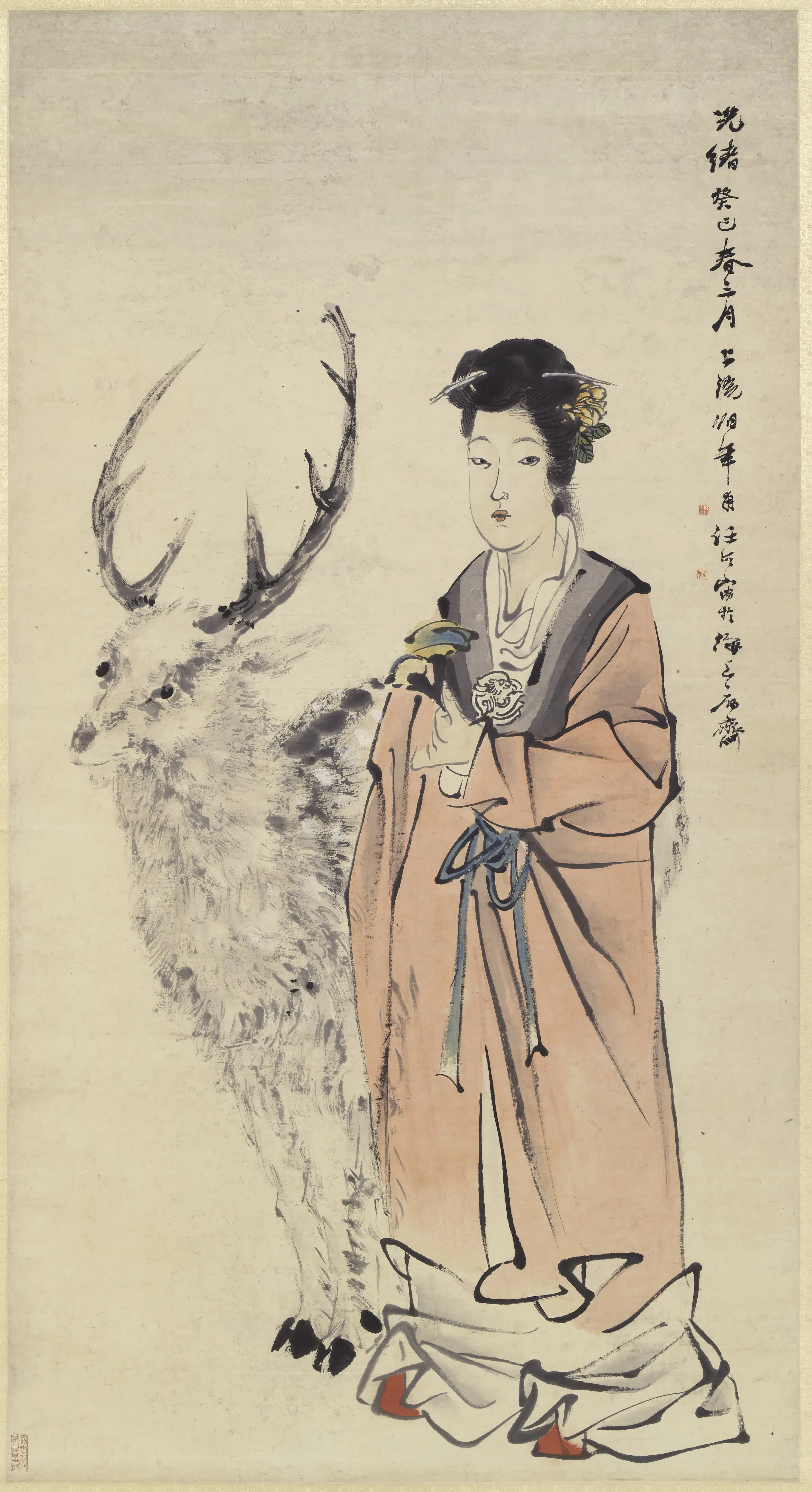 清代【任伯年（任颐）】《麻姑图轴》