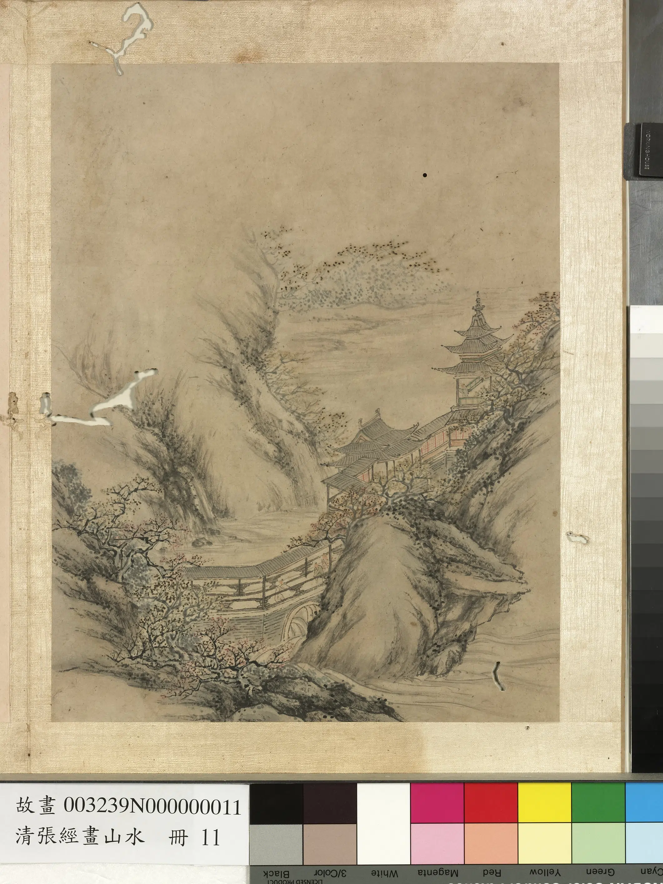 明朝【张经】《画山水册-连廊迭楼》