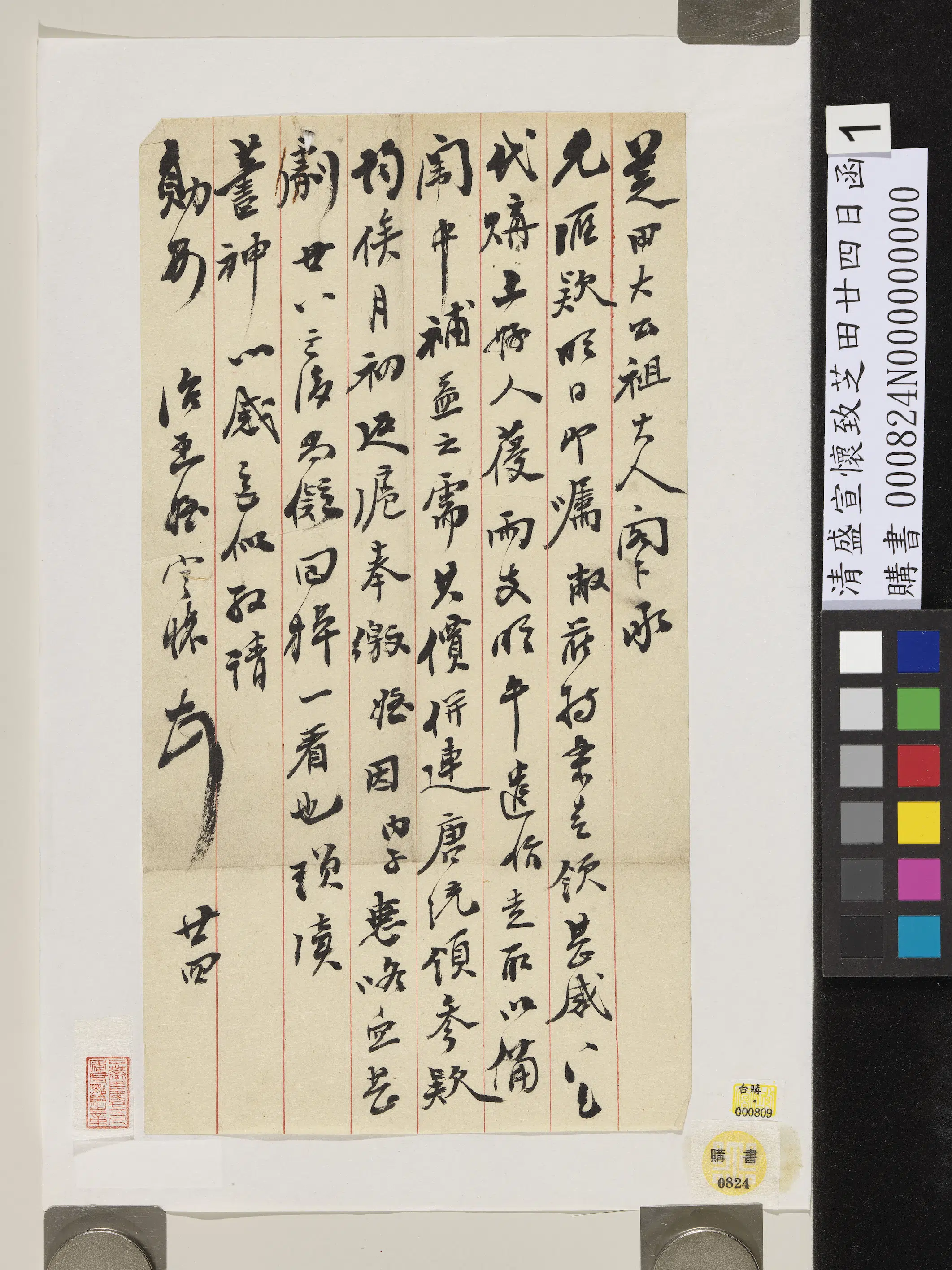 清代【盛宣怀】《致芝田廿四日函》