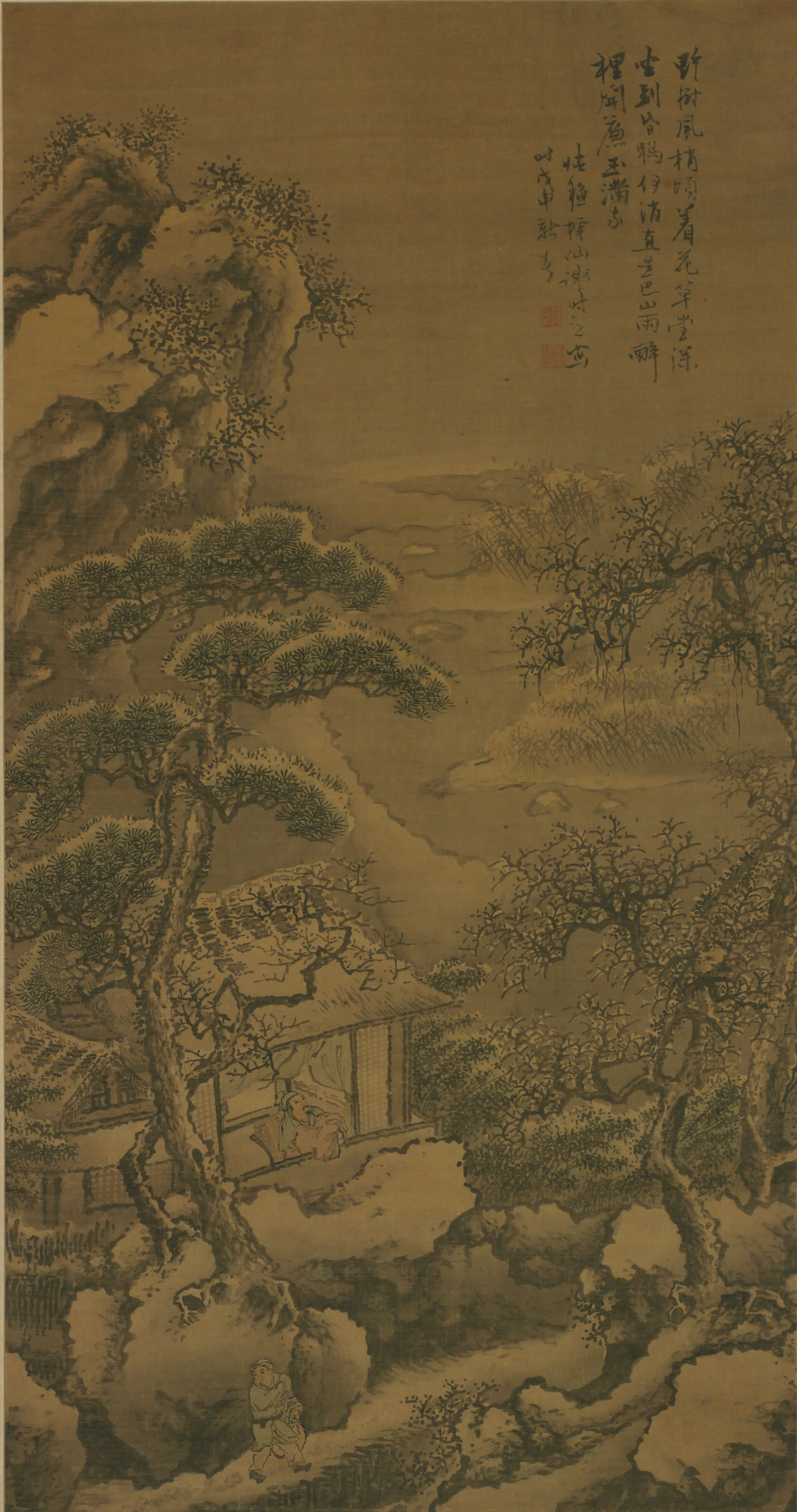 明朝【谢时臣】《雪景山水轴》