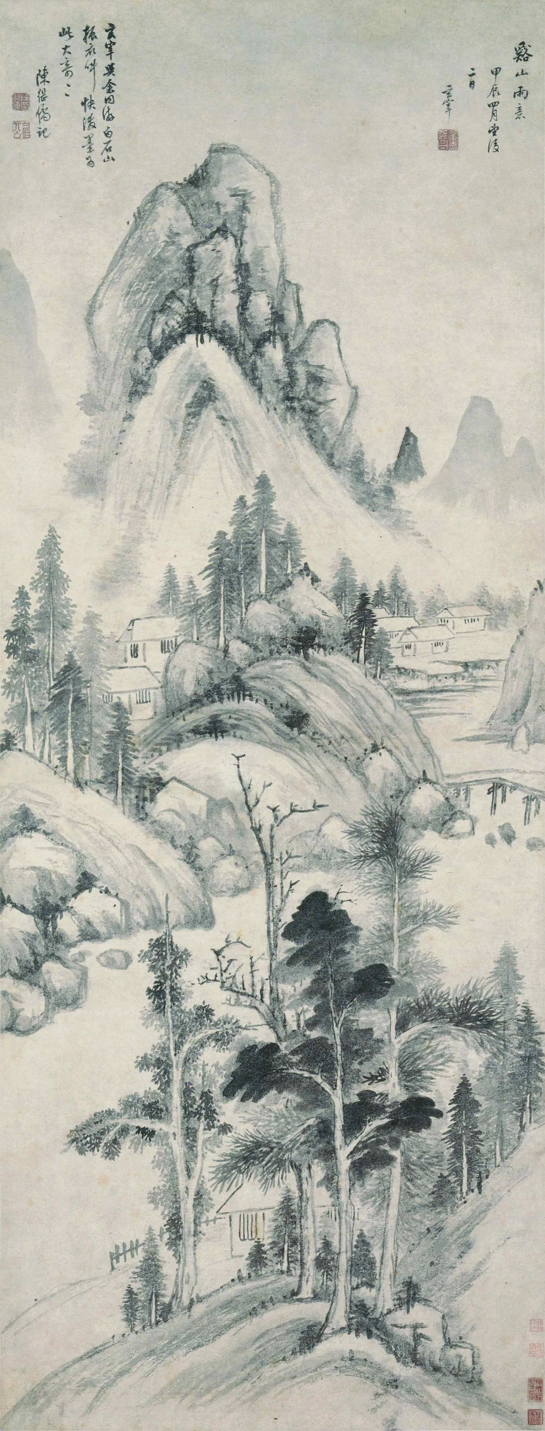 明朝【董其昌】《溪山雨意图轴》