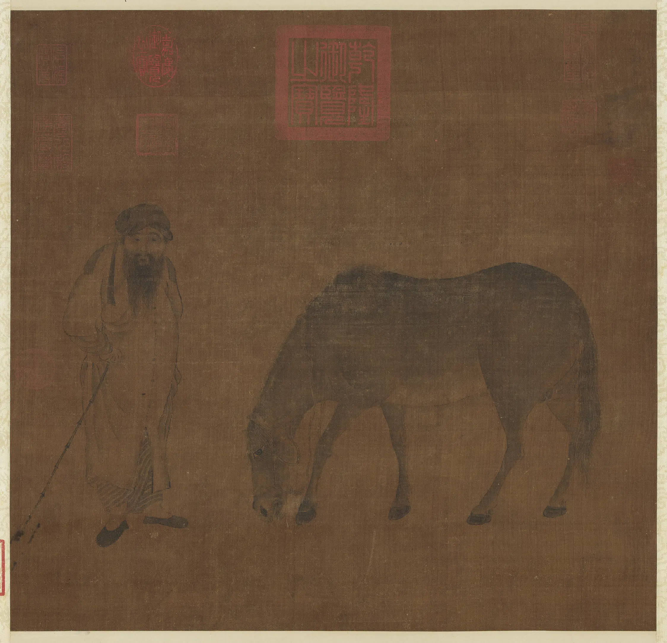 宋代《宋人画牧马图轴》