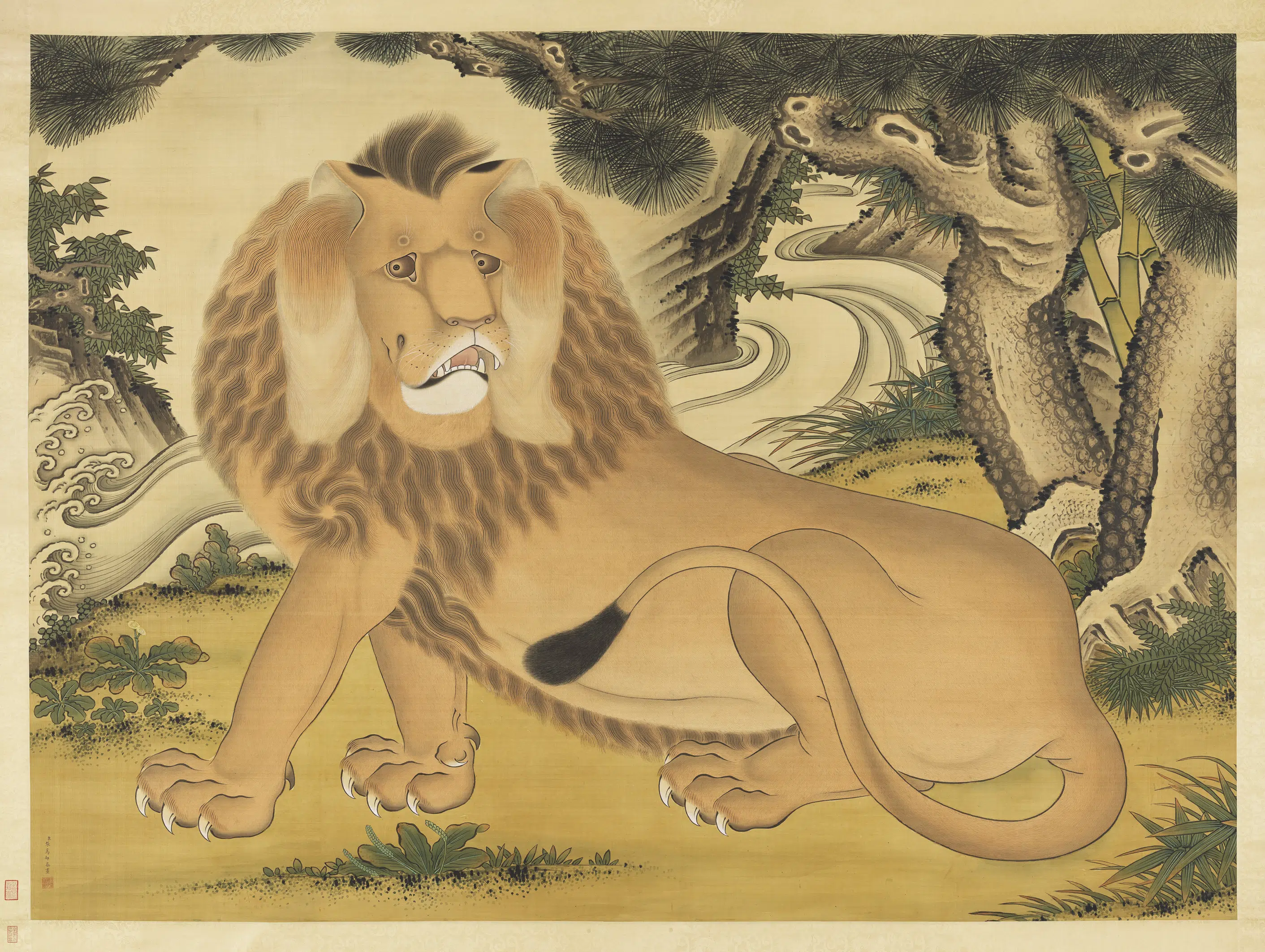清代【张为邦】《画狻猊图轴》