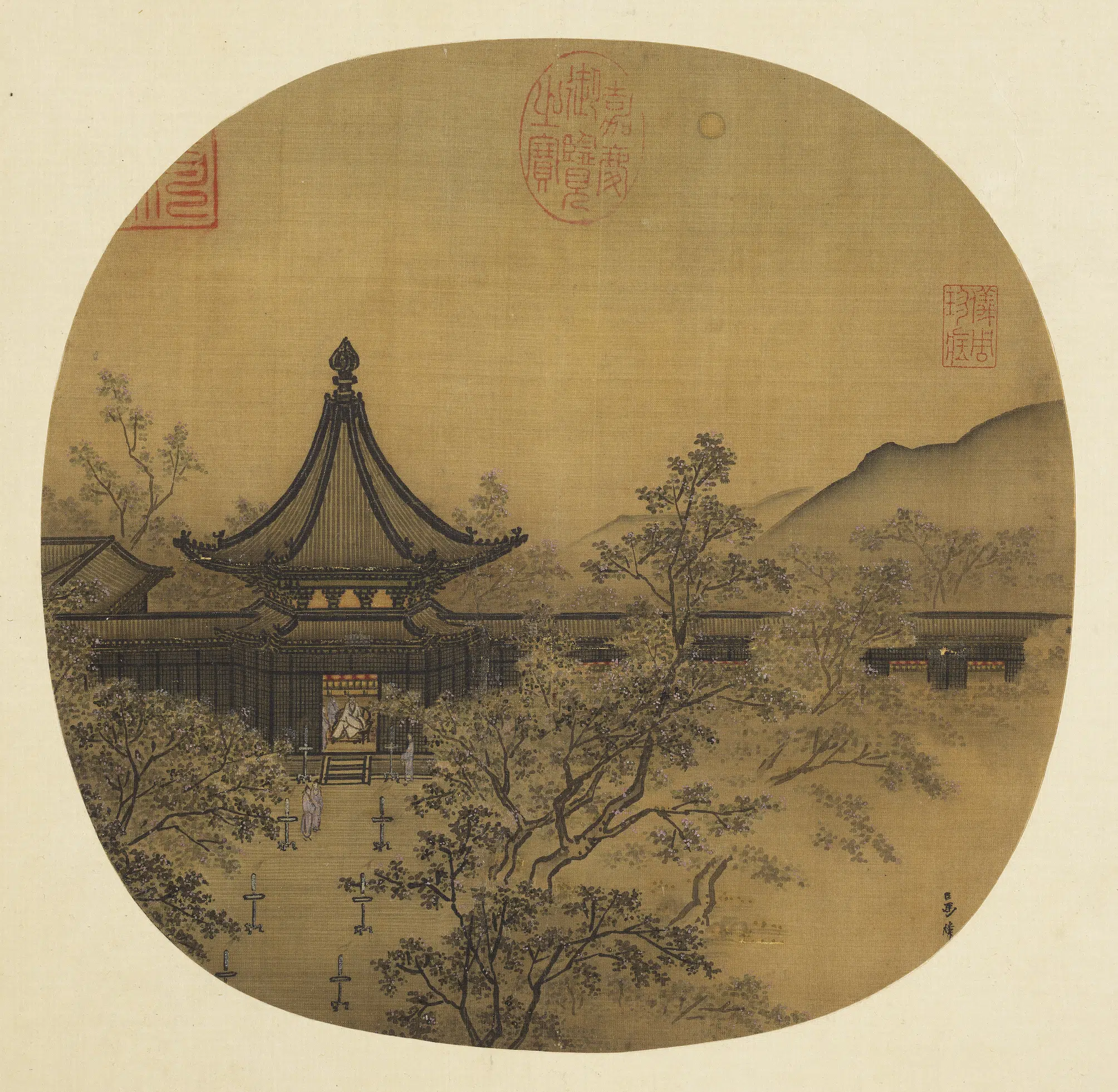 南宋【马麟】《秉烛夜游图-纨扇画册》