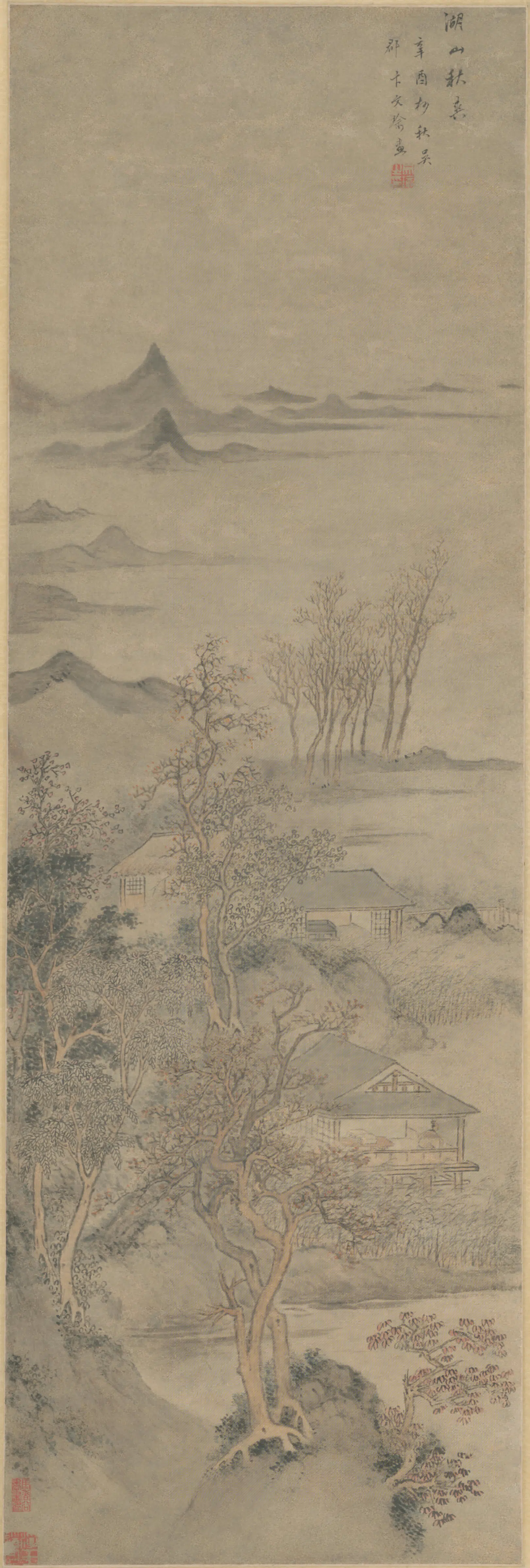 明朝【卞文瑜】《湖山秋爽轴》 第1张 明朝【卞文瑜】《湖山秋爽轴》 第1张