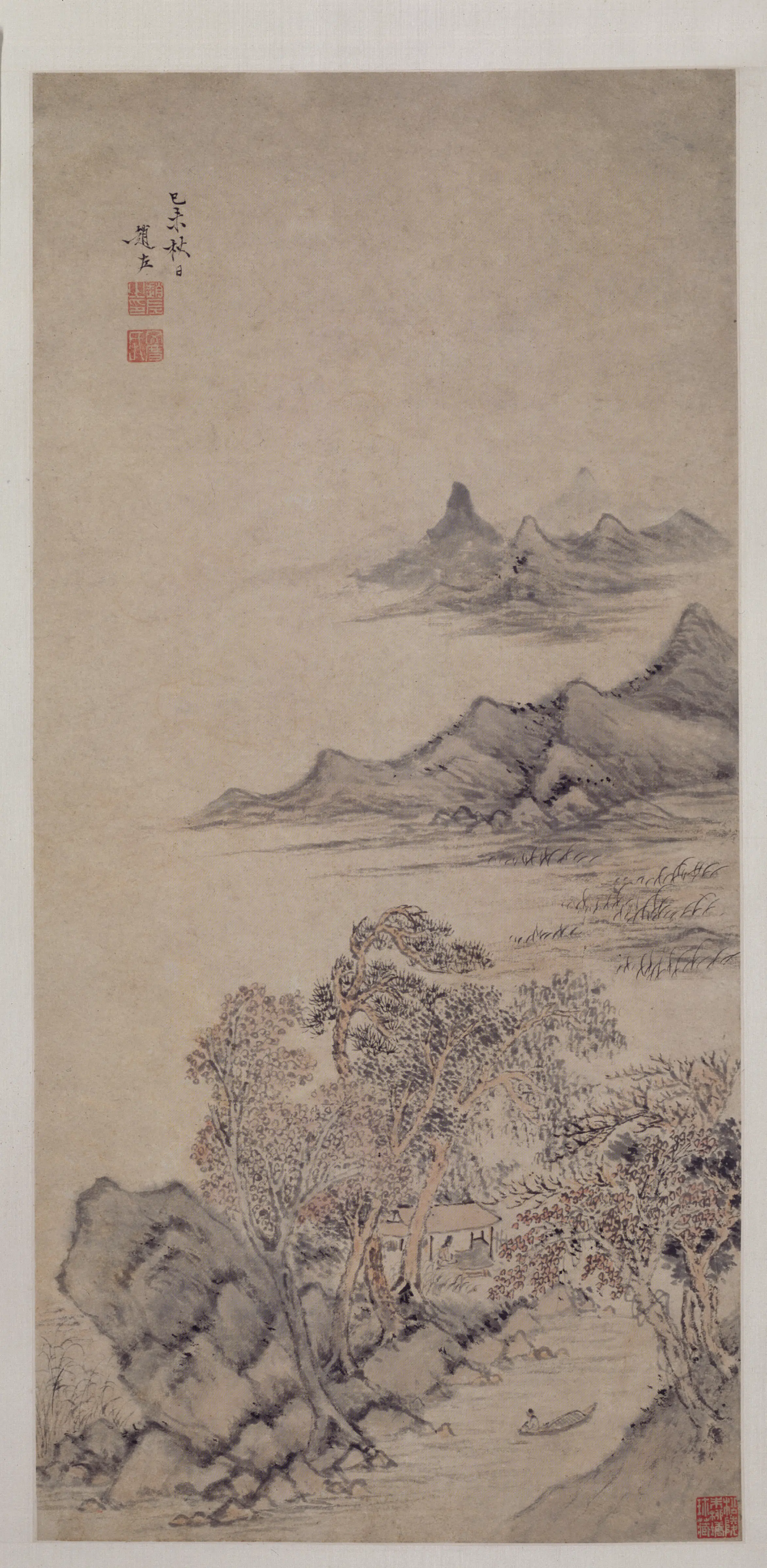 明朝【赵左】《山水图轴（秋林图）》