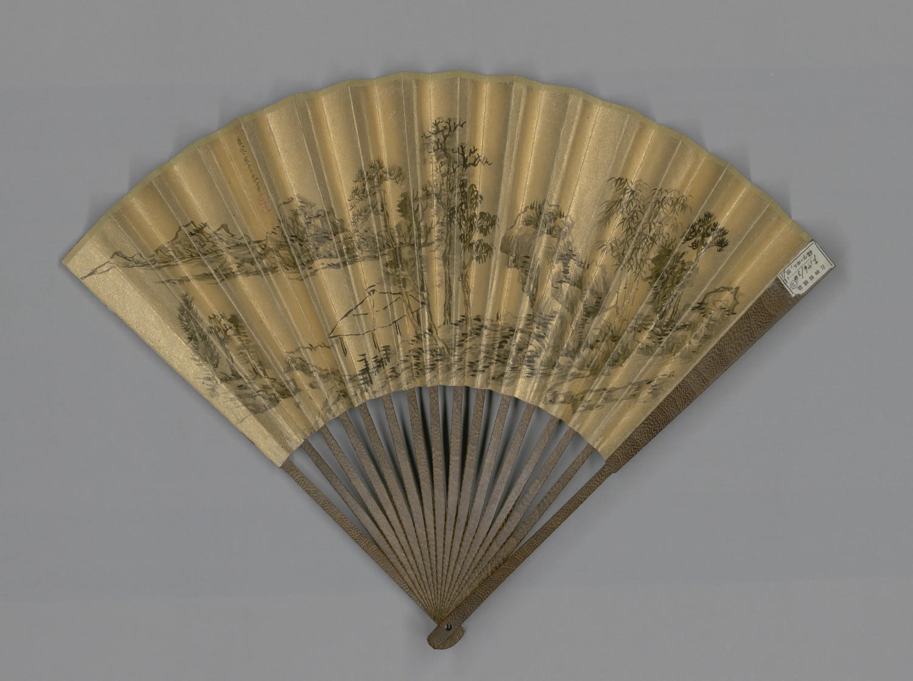清代【宋骏业】《画山水玄烨书唐诗成扇》