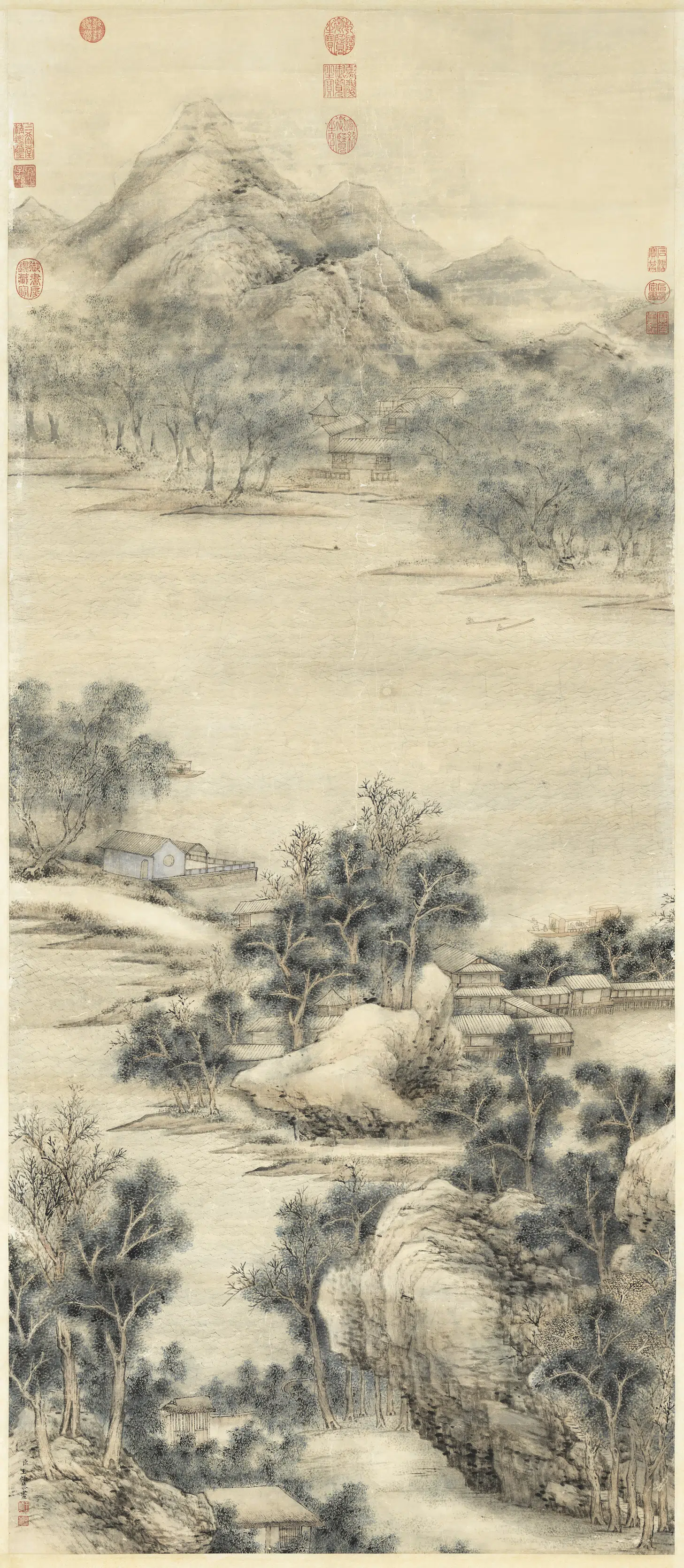 清代【王炳】《画澄波月泛图轴》
