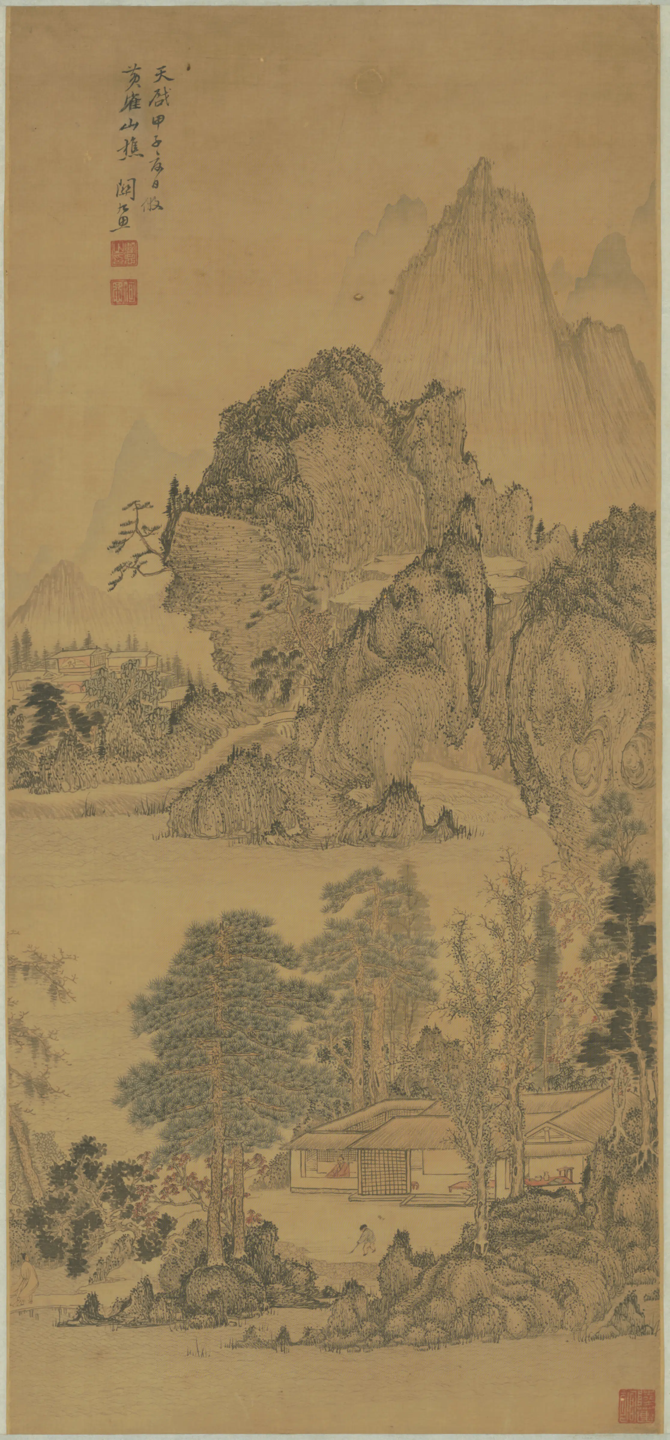 明朝【关思】《仿王蒙山水轴》