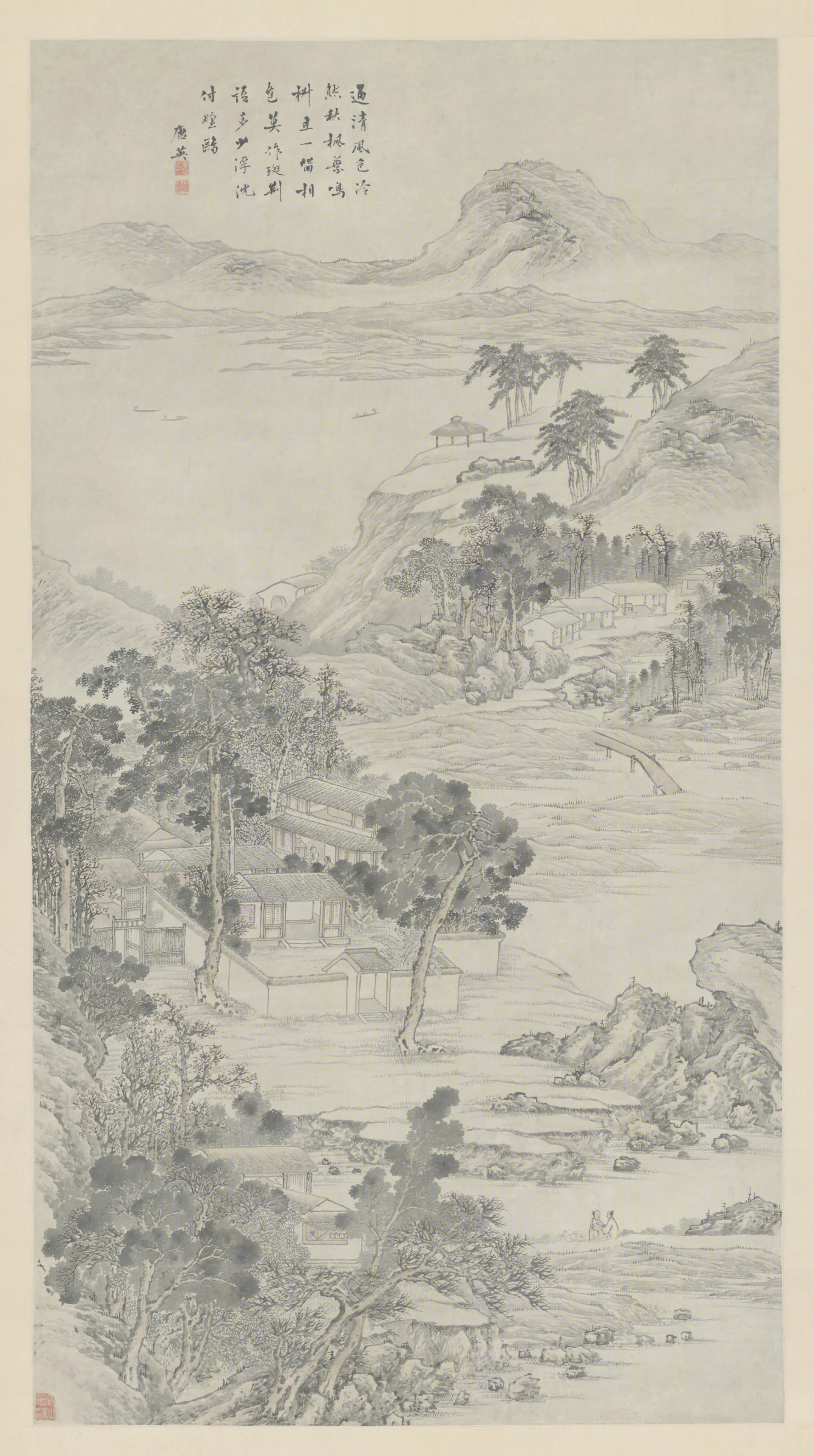 清代【唐英】《山水轴》