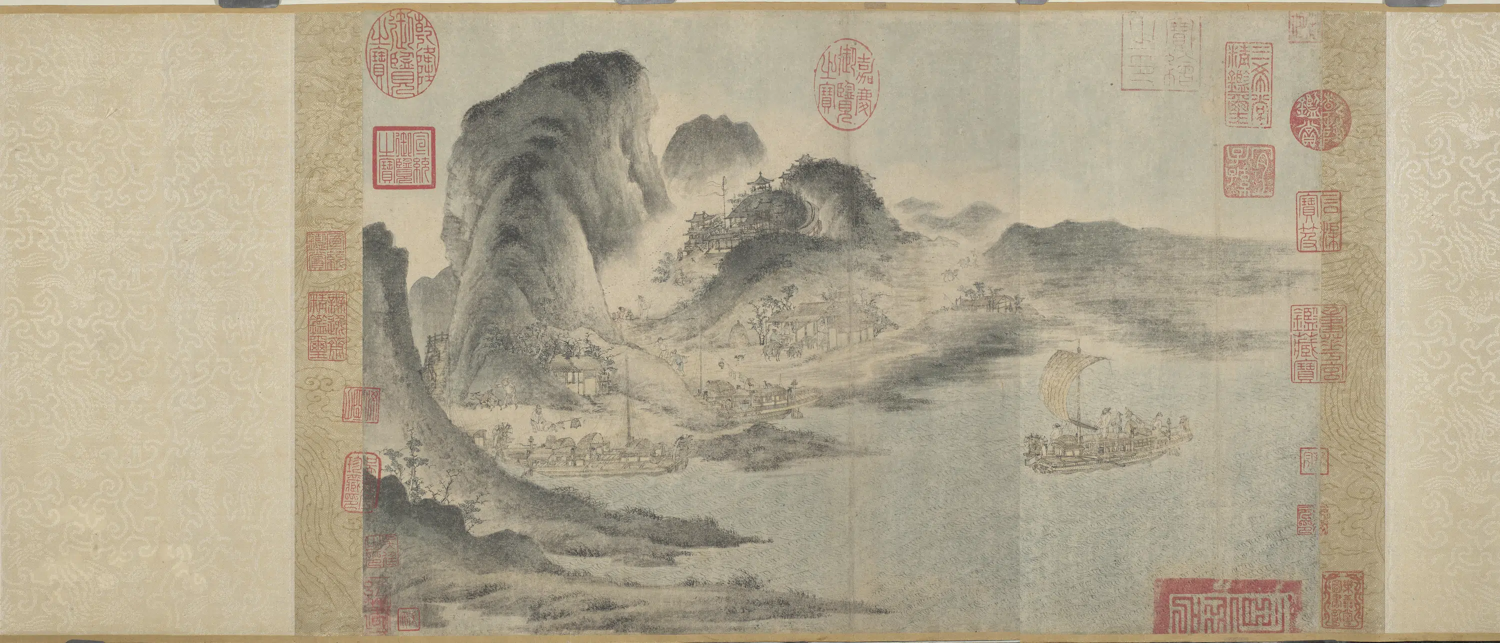 宋代【佚名】《宋人江帆山市卷》