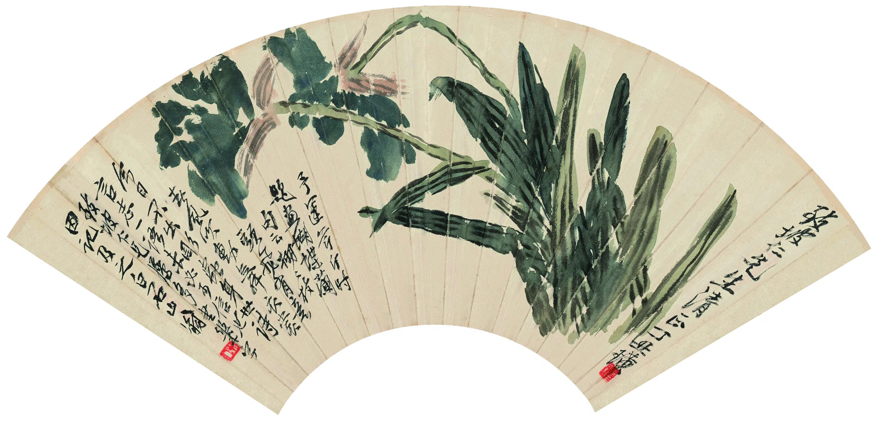 近现代【齐白石】《蝴蝶兰图扇纸本》 第1张 近现代【齐白石】《蝴蝶兰图扇纸本》 第1张