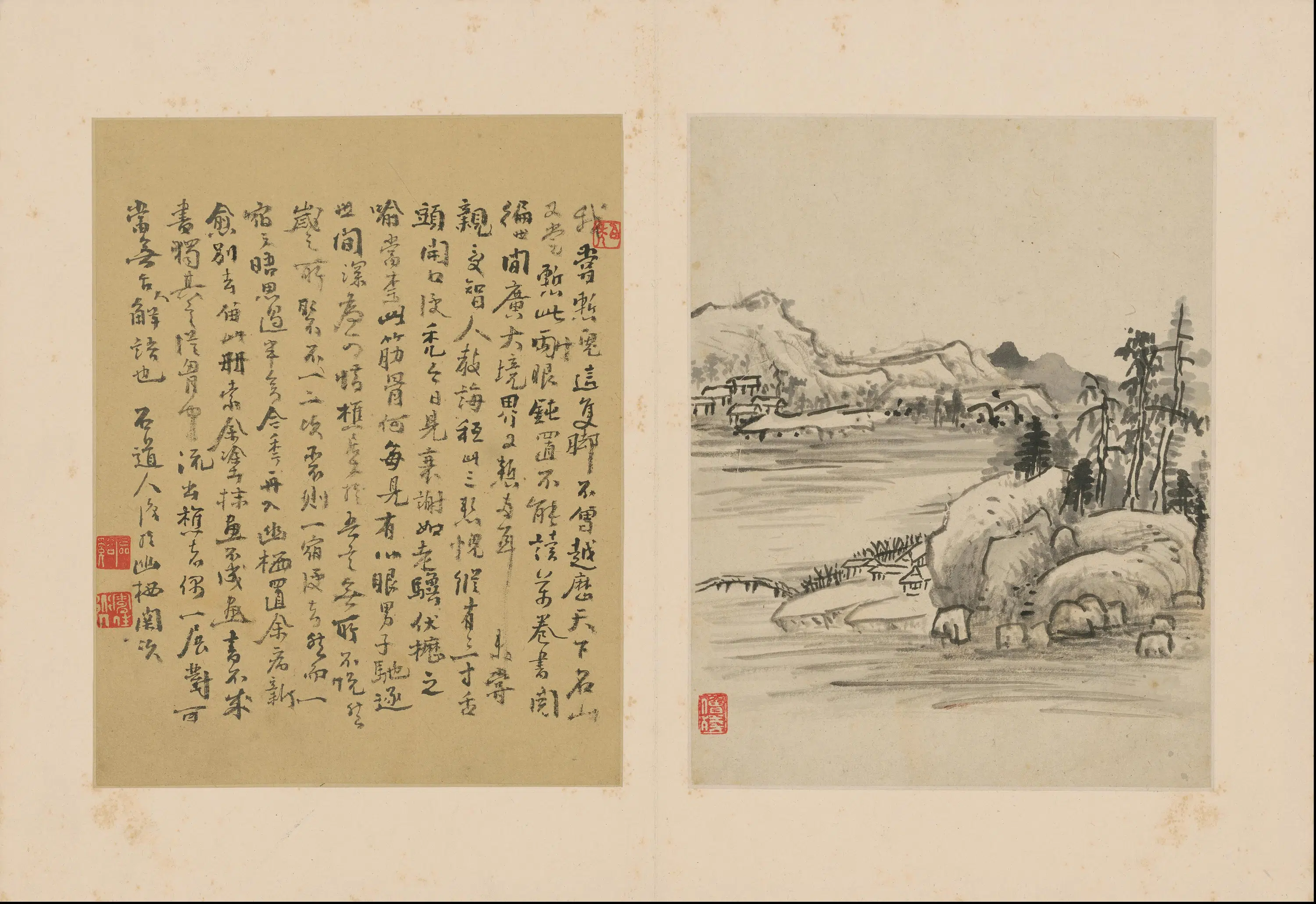 清代【髡残(石谿)】《物外田园图册（8开）》 第5张