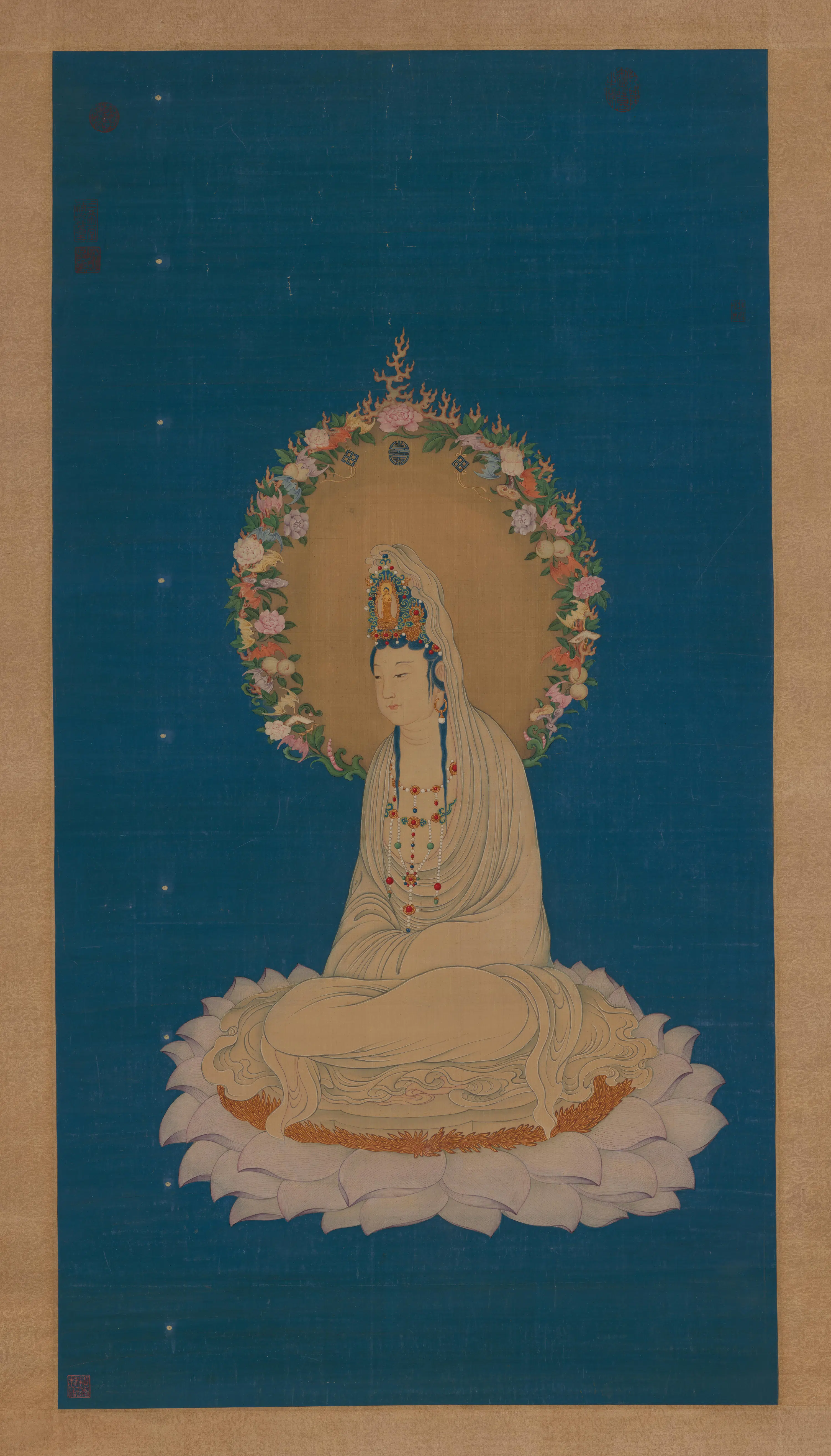 清代【丁观鹏】《莲座大士像轴》