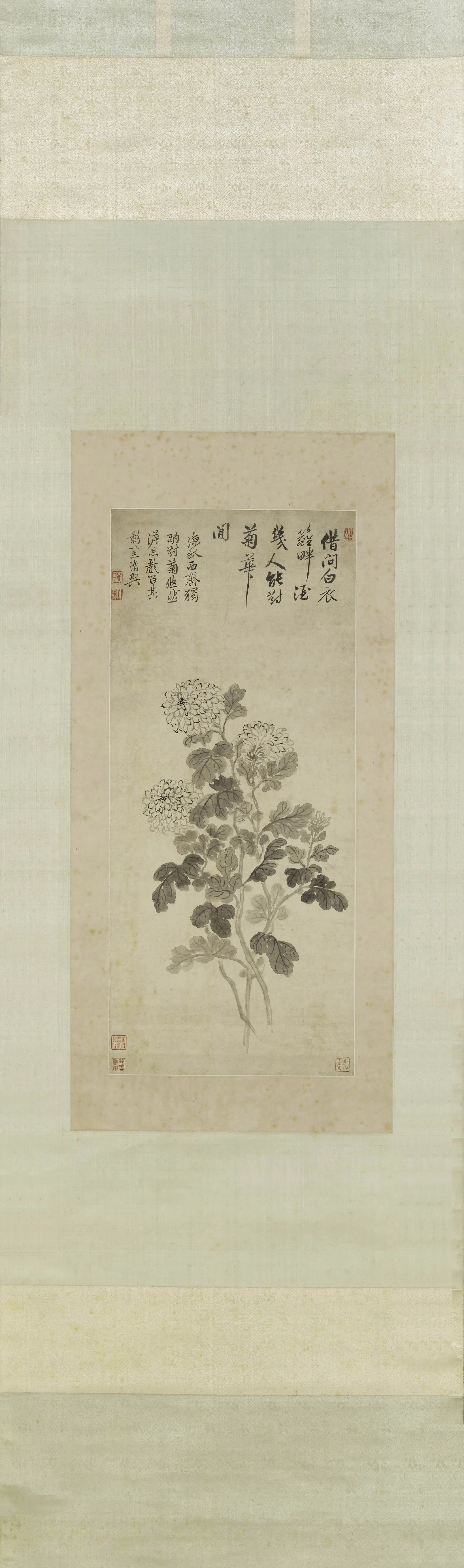 清代【恽寿平】《墨菊图轴-2》 第1张