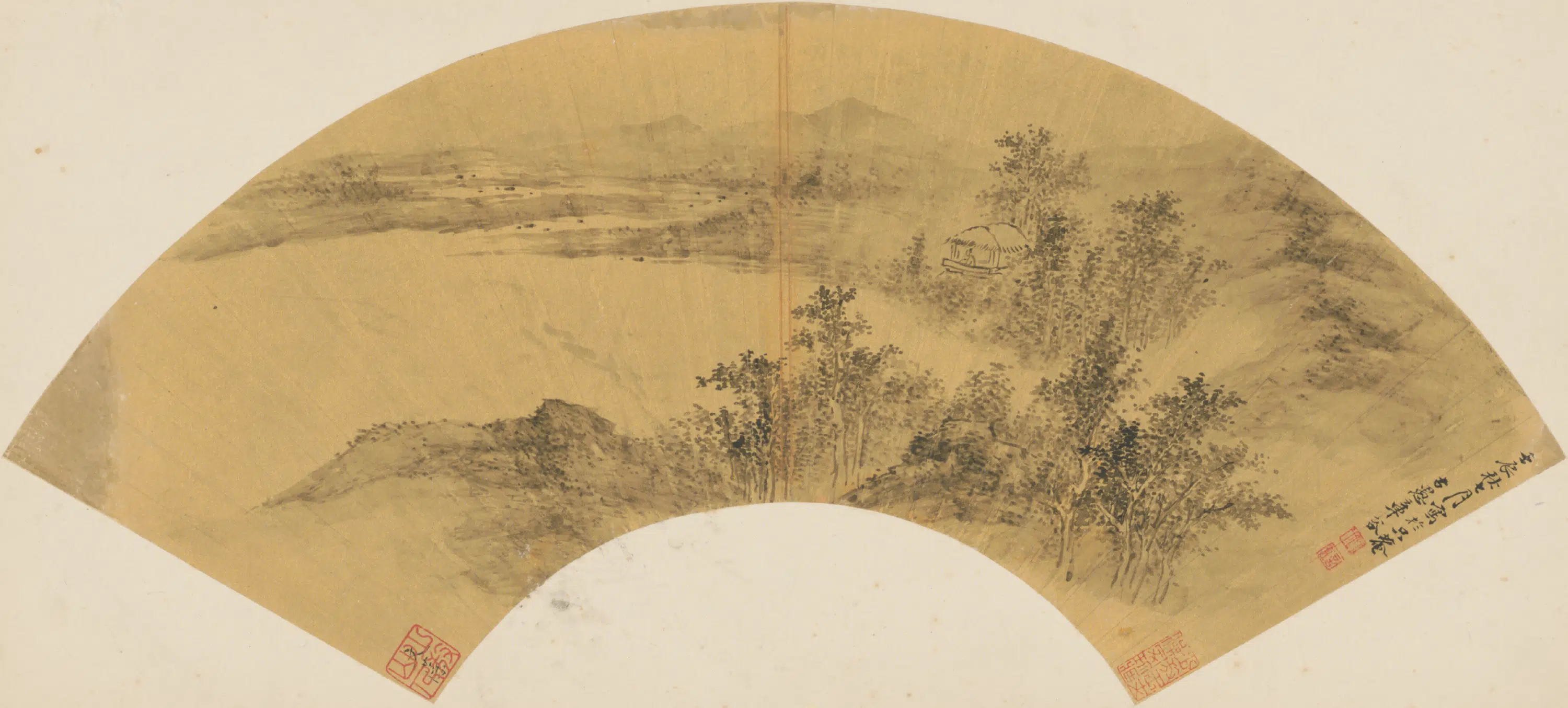 清代【章谷】《山水扇》